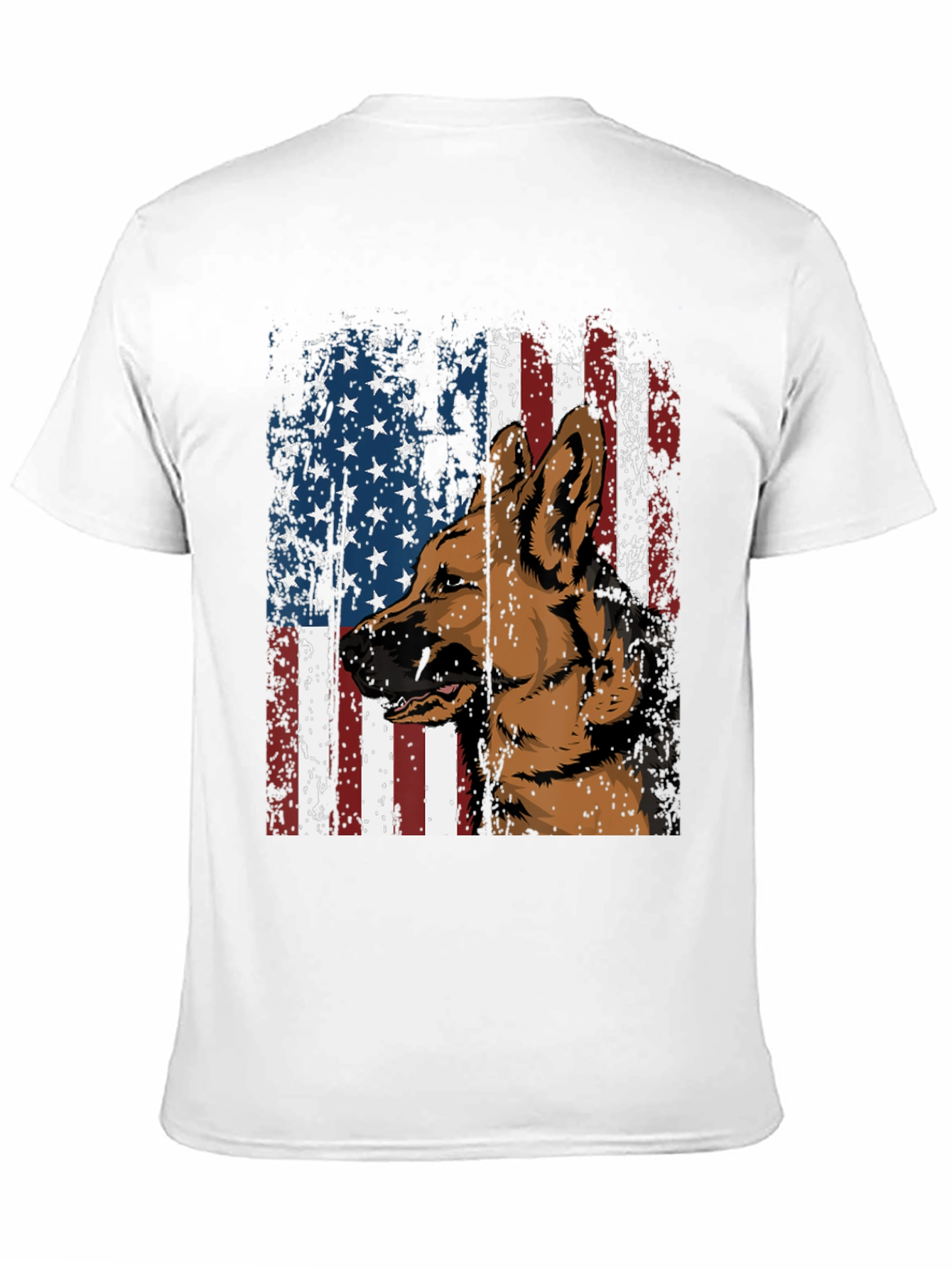 German Shepherd & American Pride Black Graphic T-Shirt