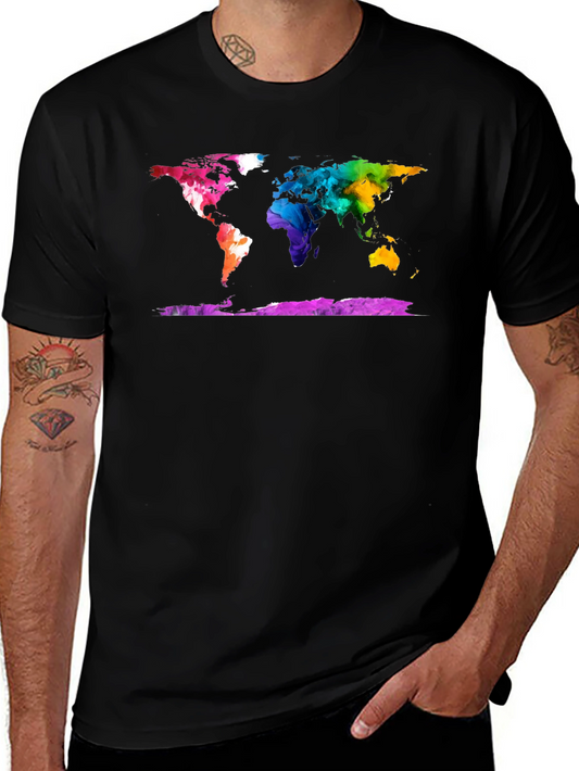 Colorful World Map Graphic T-Shirt