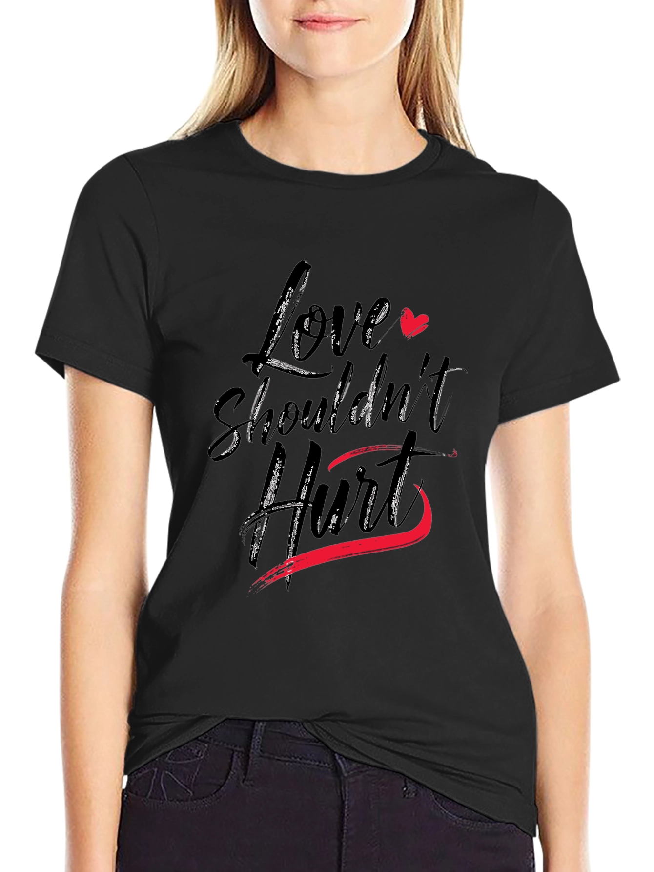 Love Shouldnt Hurt Black T-Shirt
