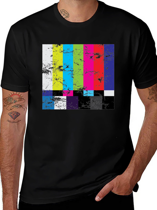 Retro TV Test Pattern Graphic Tee - Black