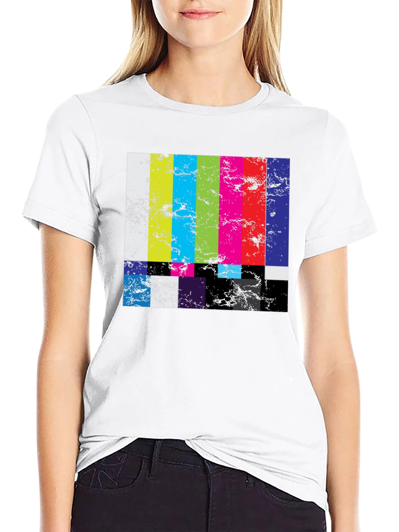 Retro TV Test Pattern Graphic Tee - Black