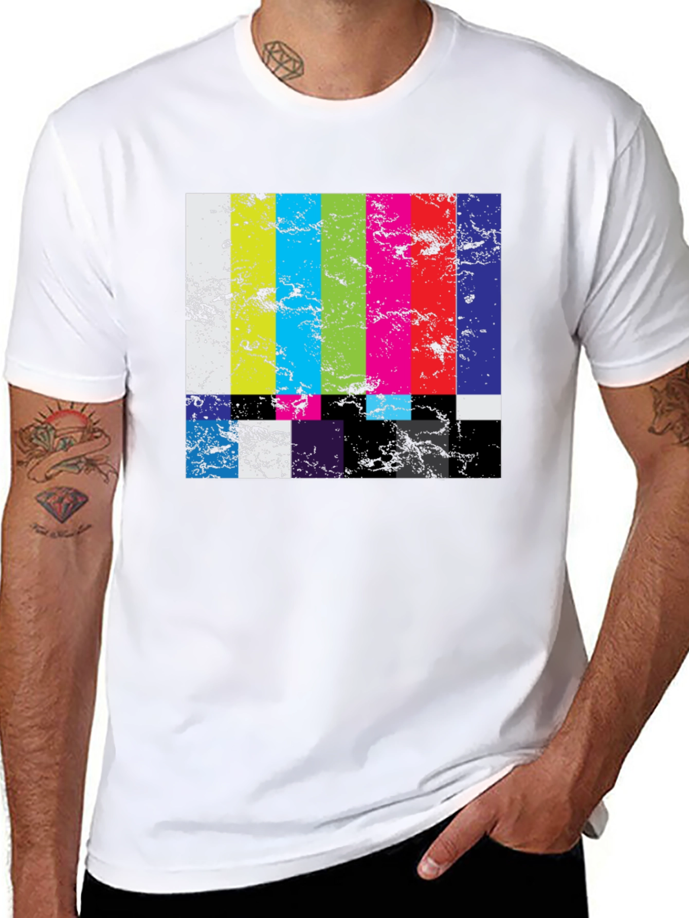 Retro TV Test Pattern Graphic Tee - Black