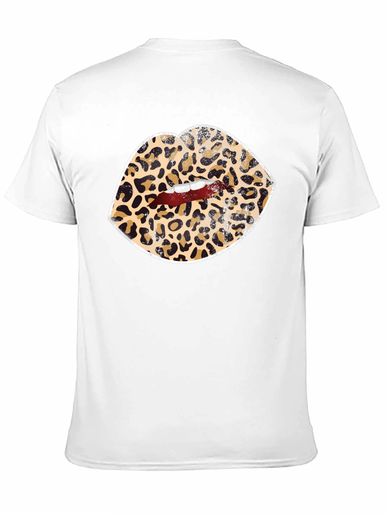 Leopard Print Lips Graphic Tee - Black Unisex