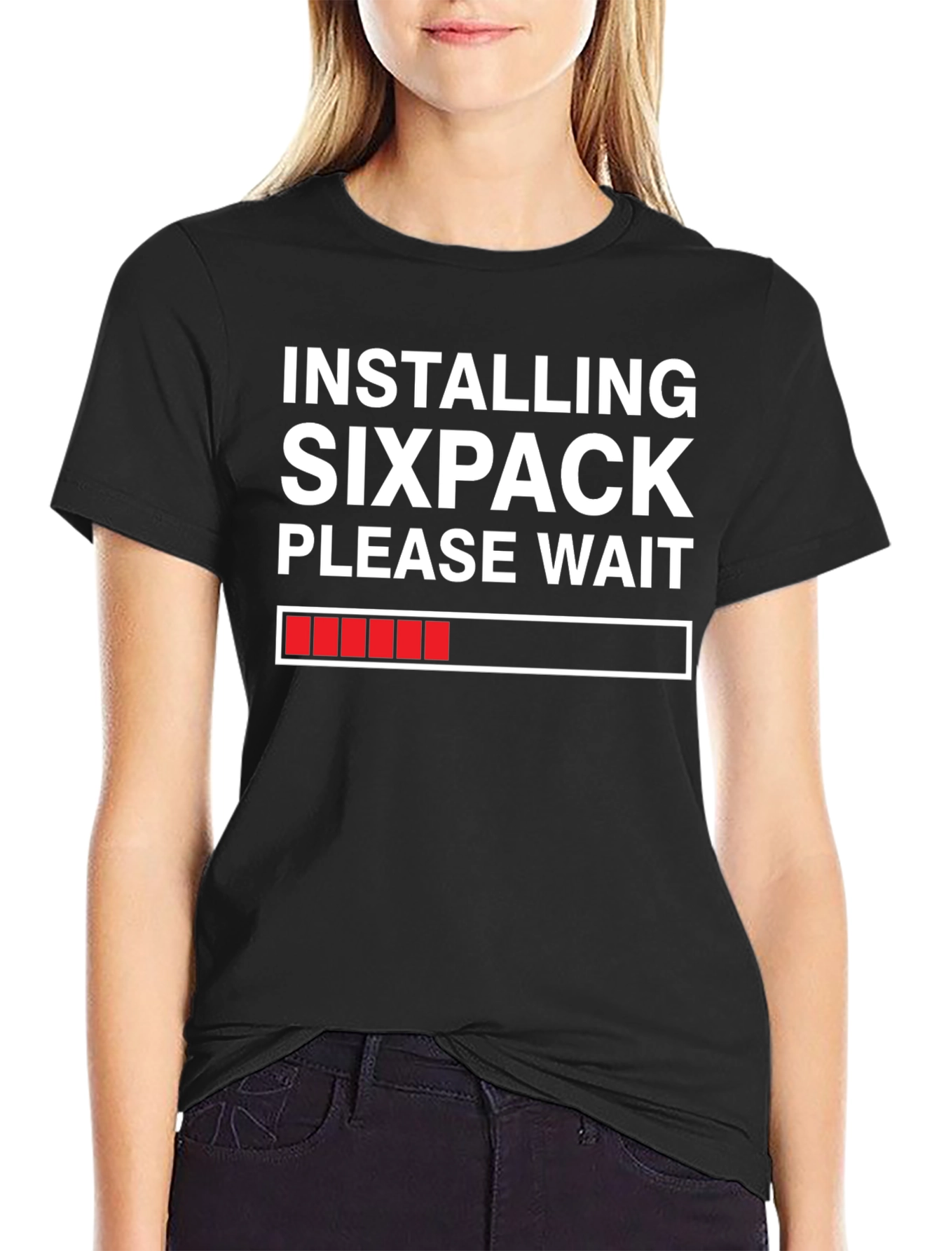 Installing Sixpack T-Shirt - Funny Gym Workout Tee