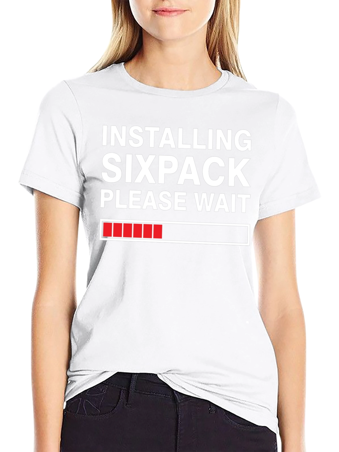 Installing Sixpack T-Shirt - Funny Gym Workout Tee