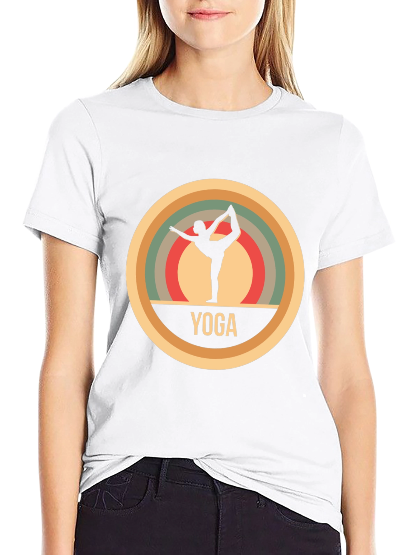 Yoga Silhouette T-Shirt - Retro Style Design