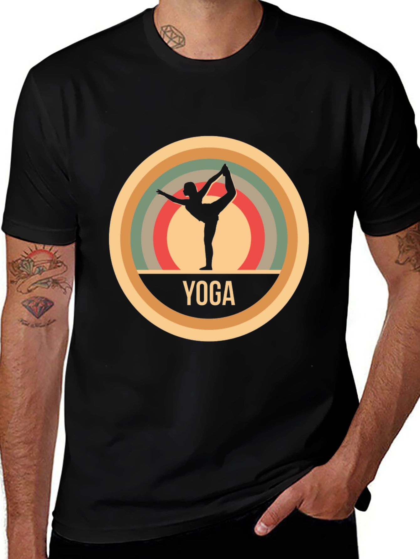 Yoga Silhouette T-Shirt - Retro Style Design
