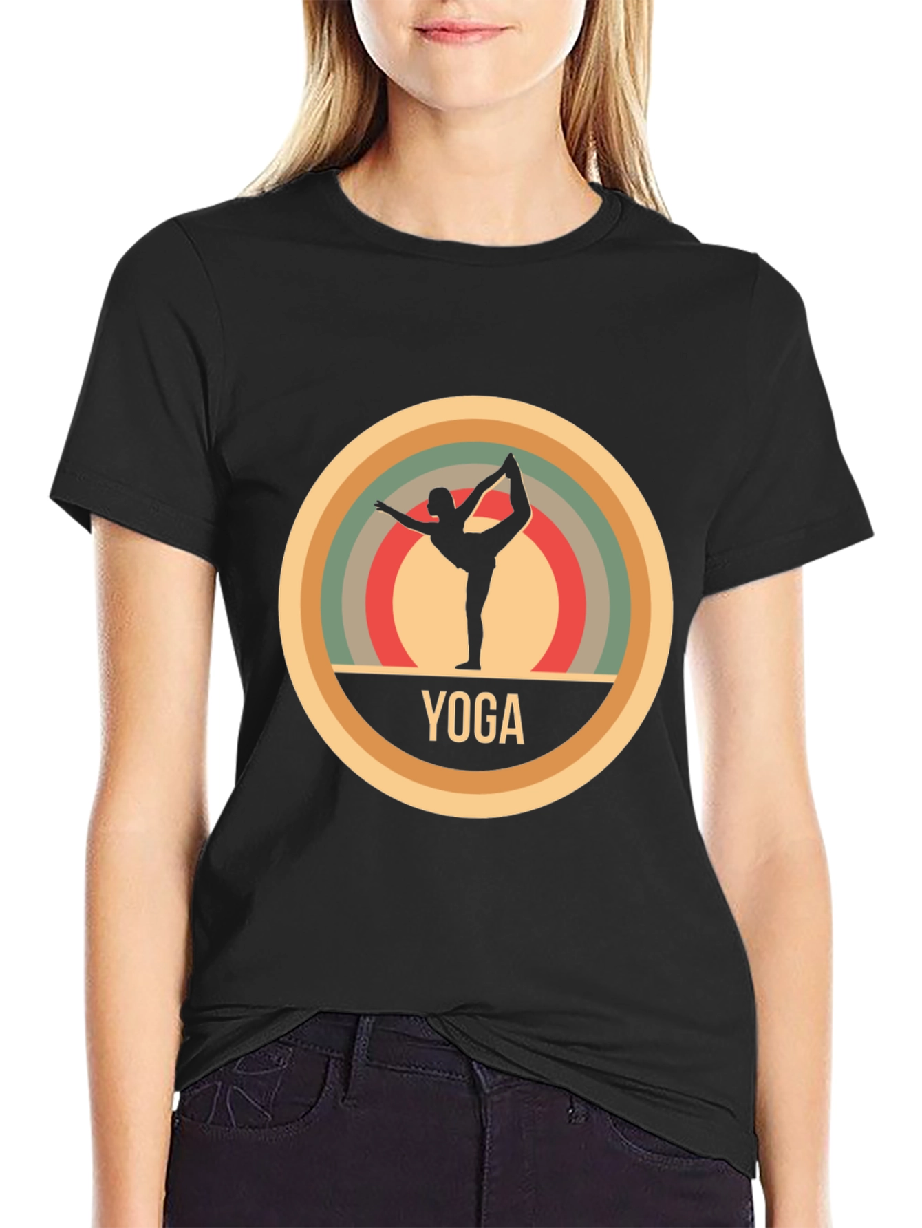 Yoga Silhouette T-Shirt - Retro Style Design