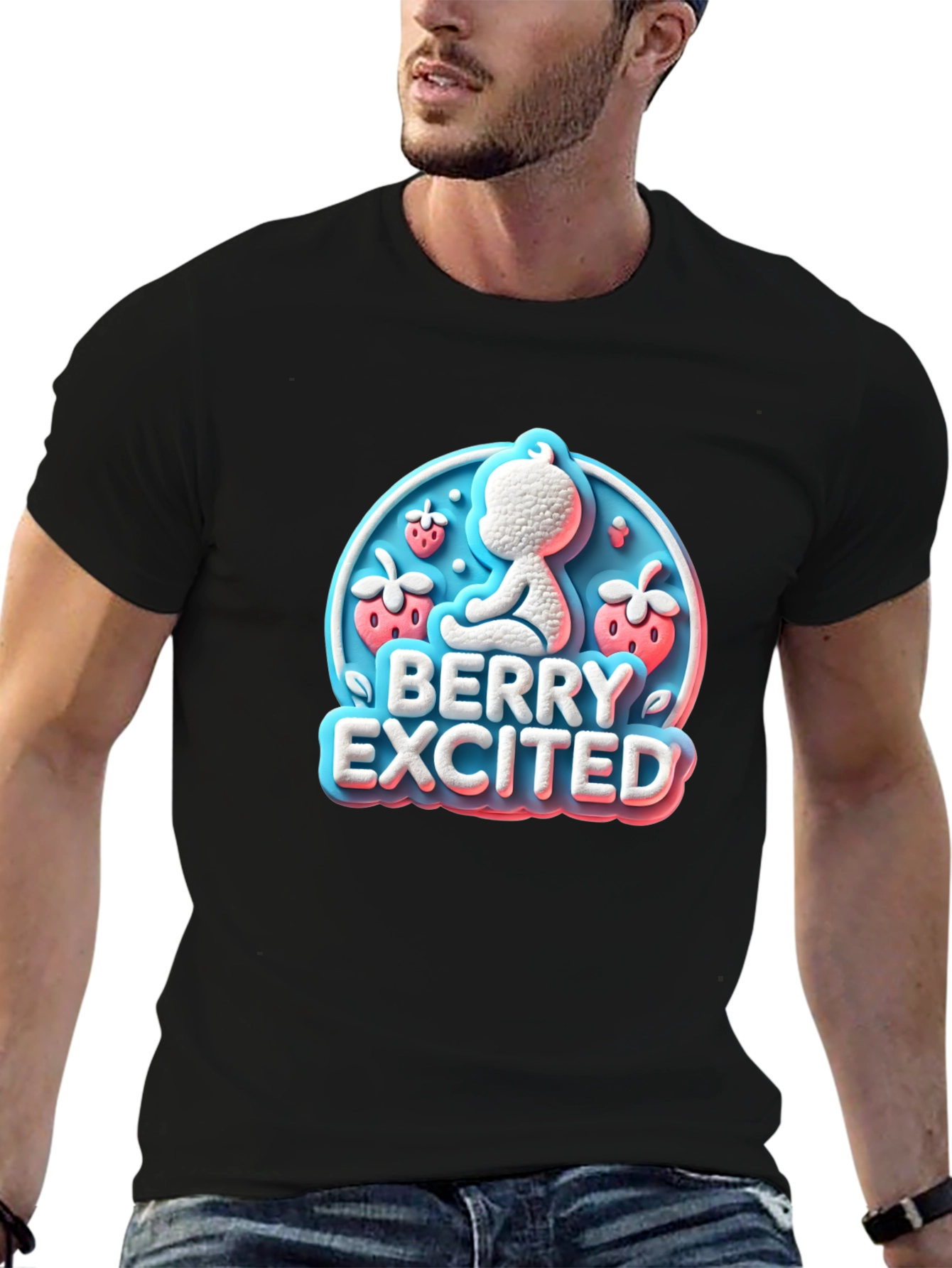 Berry Excited Baby Graphic Tee - Cute Unisex Shirt
