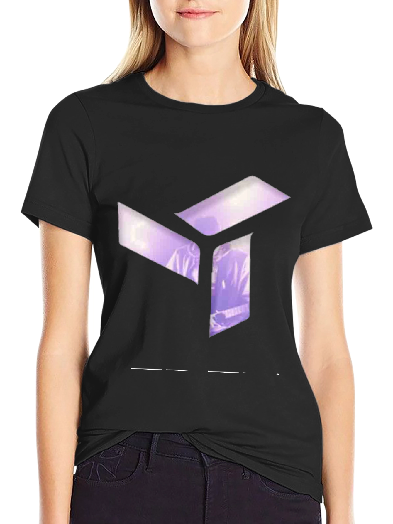 Abstract Cube Graphic Black T-Shirt - Modern Style