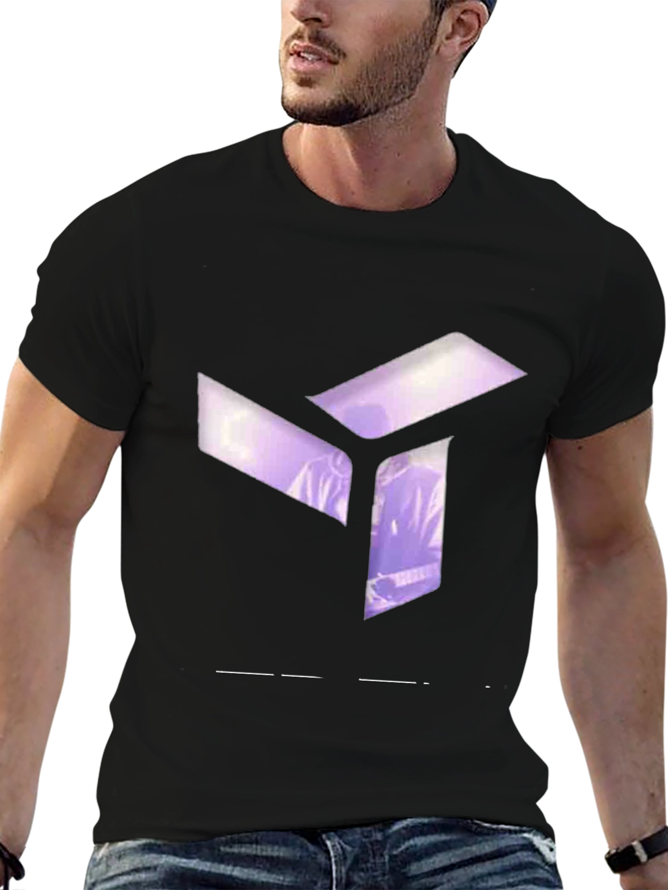 Abstract Cube Graphic Black T-Shirt - Modern Style