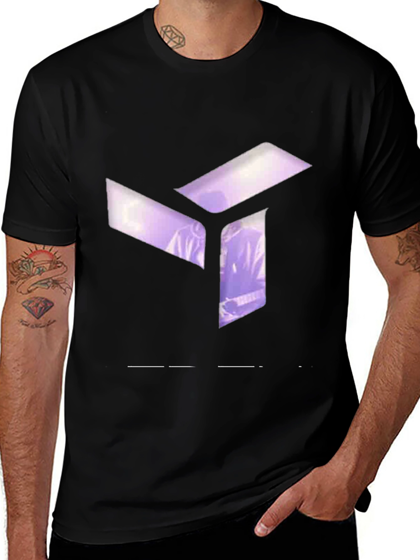 Abstract Cube Graphic Black T-Shirt - Modern Style