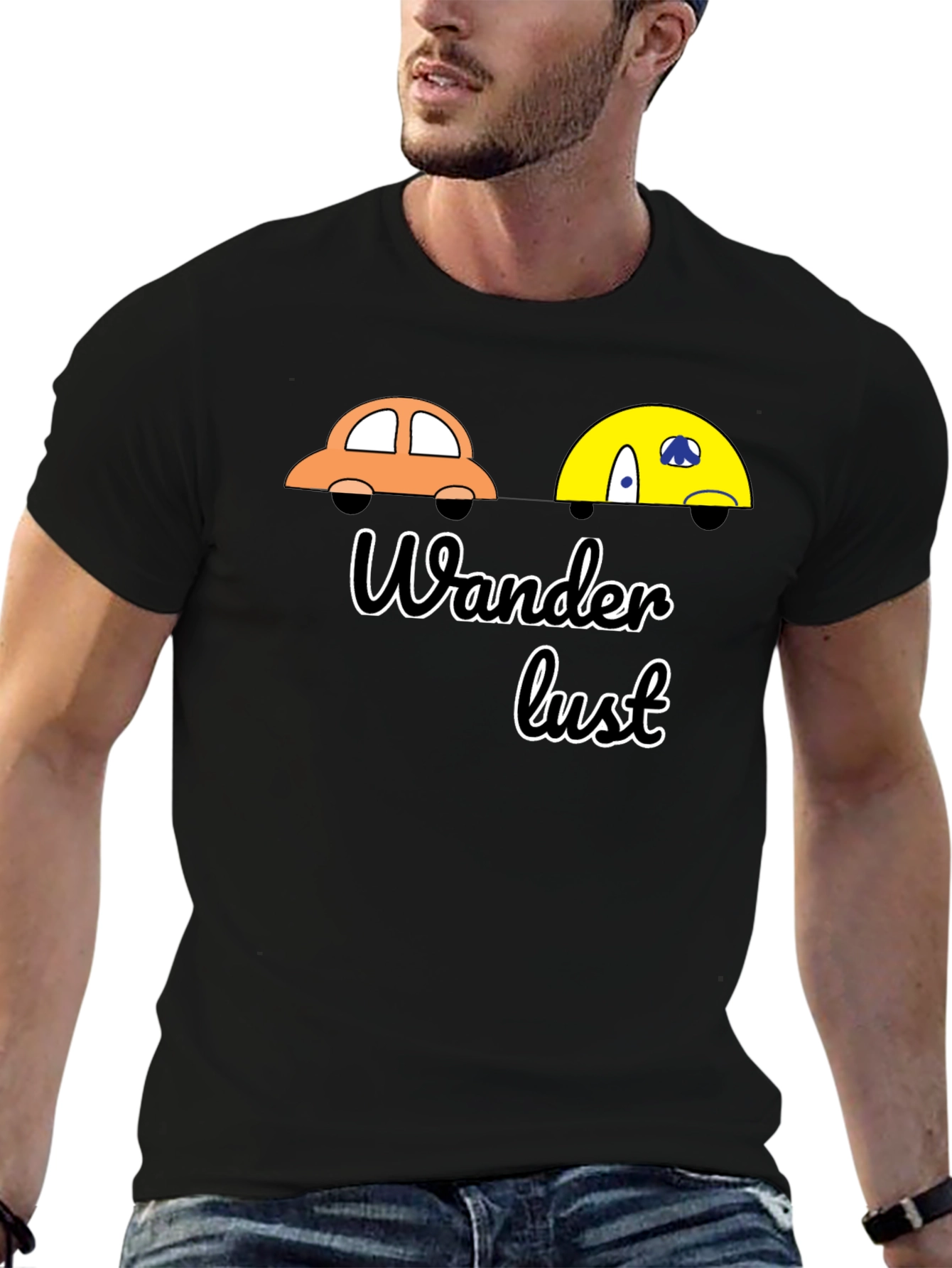 Wanderlust Car Graphic Black T-Shirt