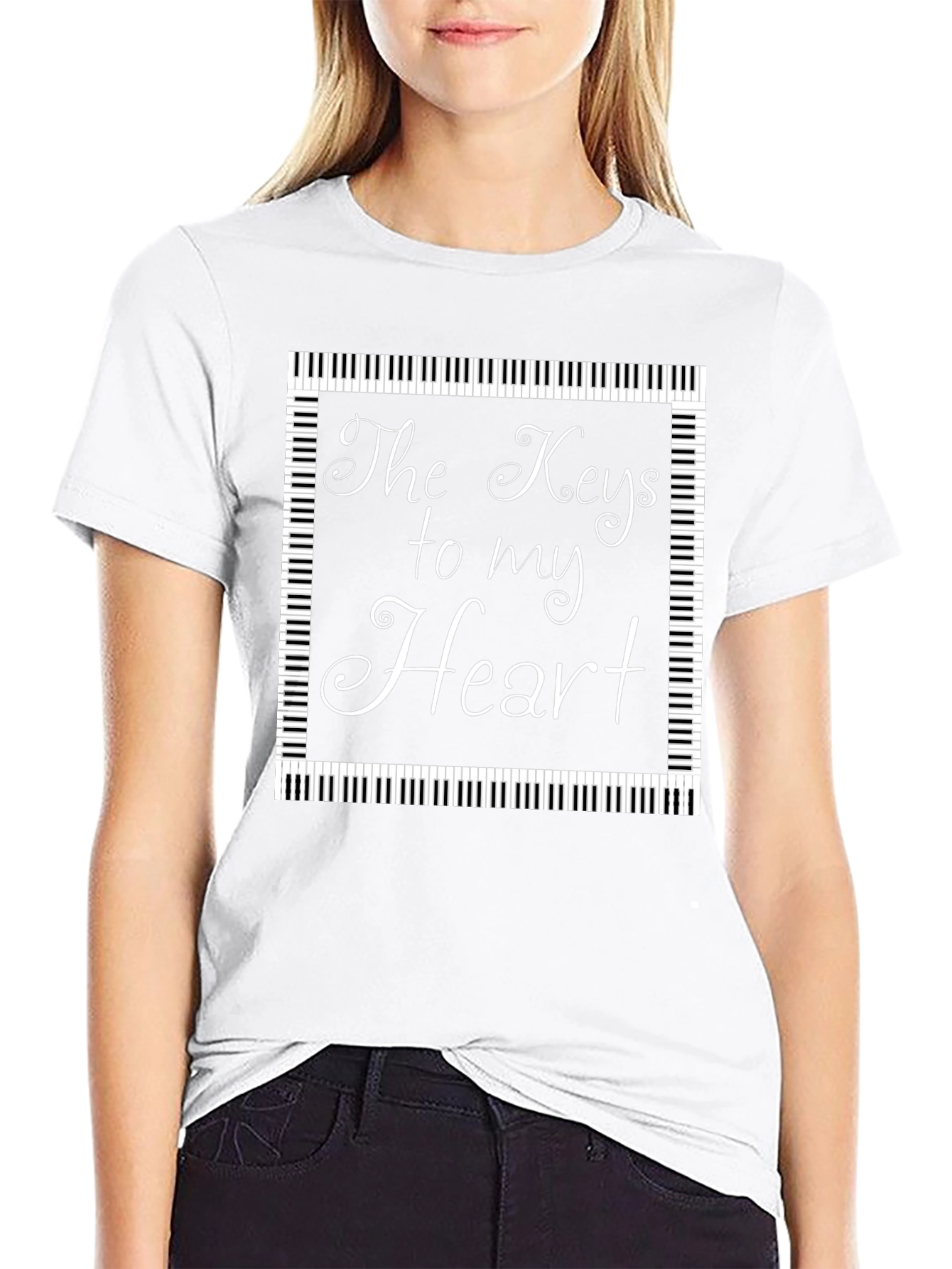 Musical Heart T-Shirt - Piano Keys Design