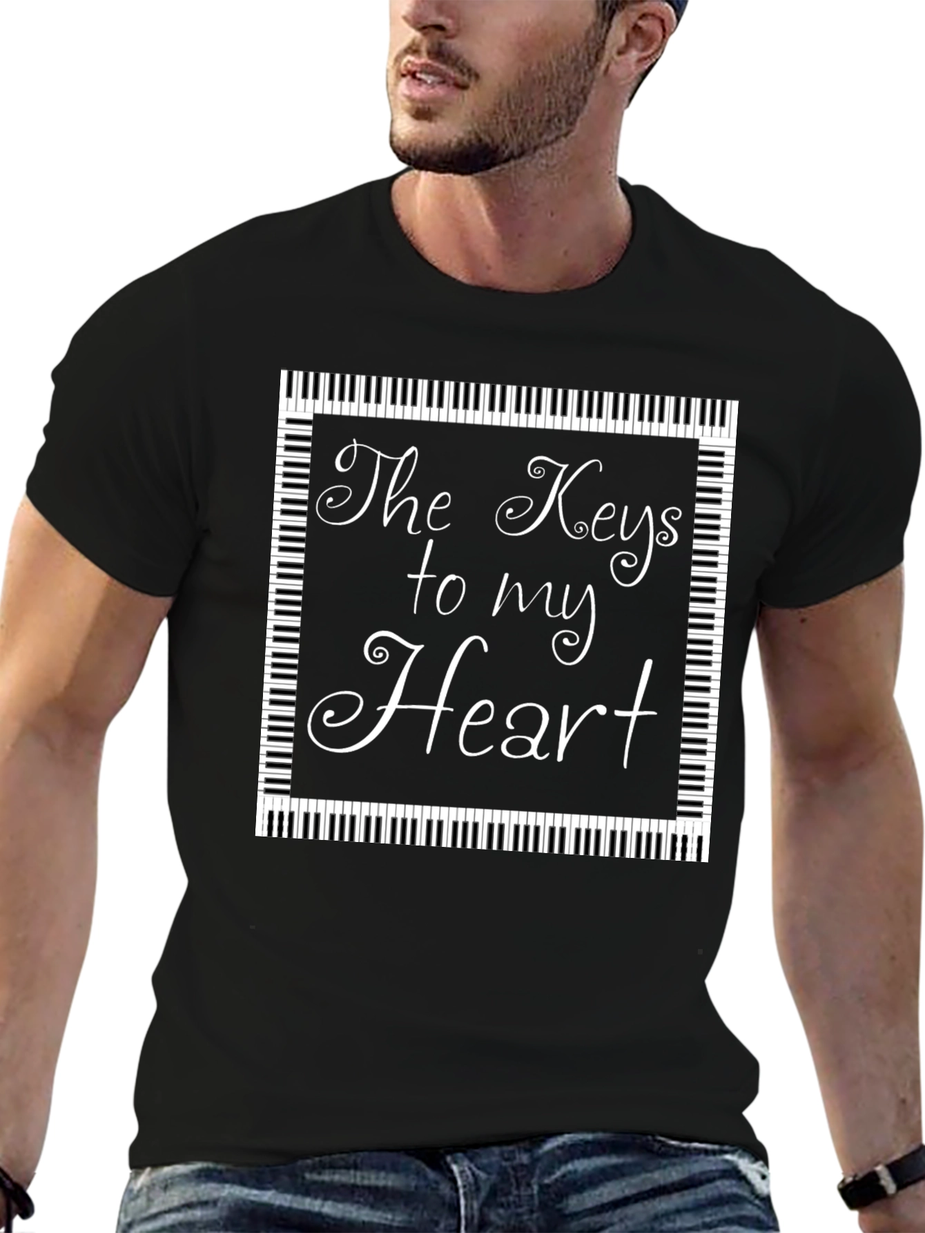 Musical Heart T-Shirt - Piano Keys Design