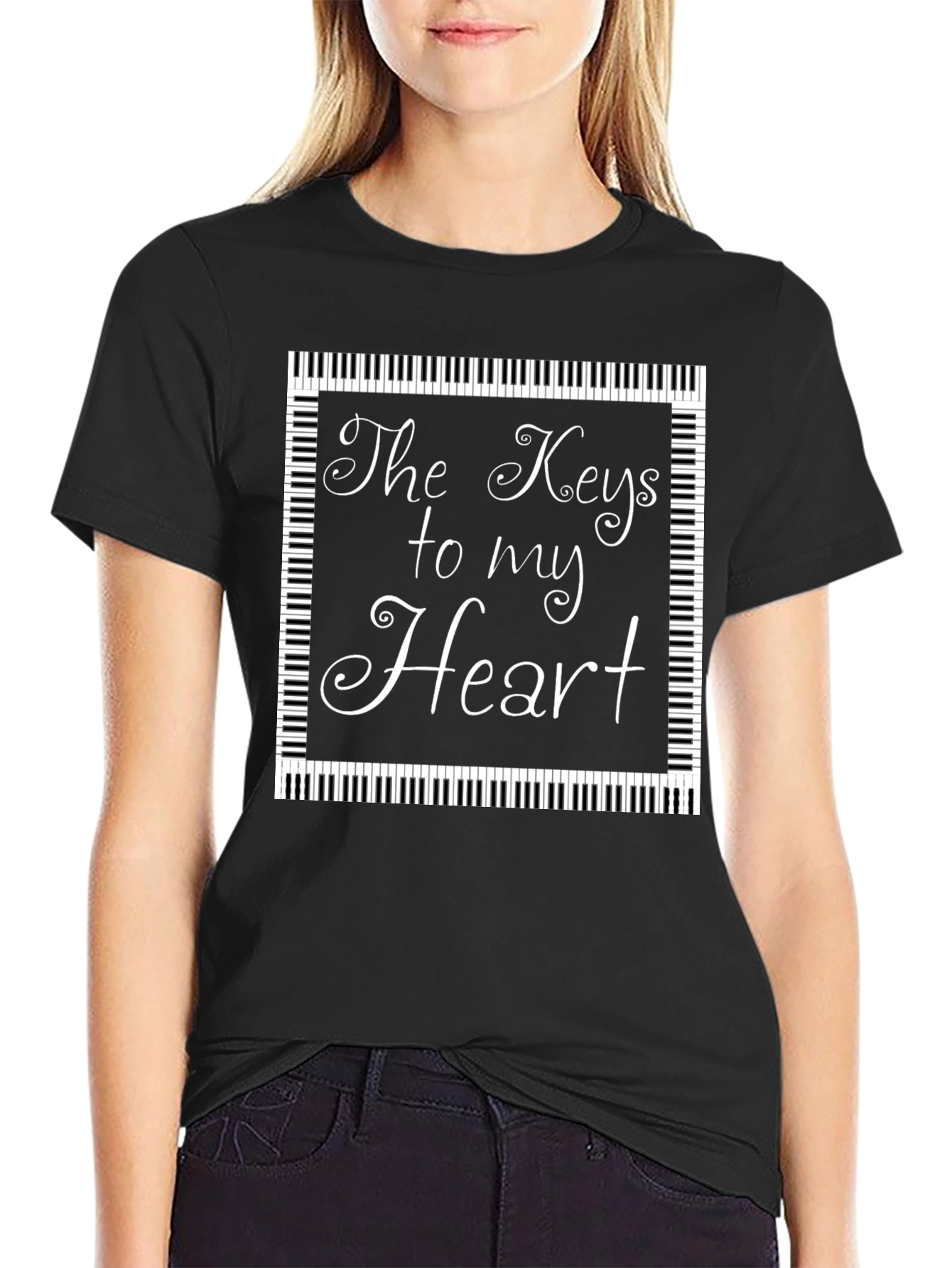 Musical Heart T-Shirt - Piano Keys Design