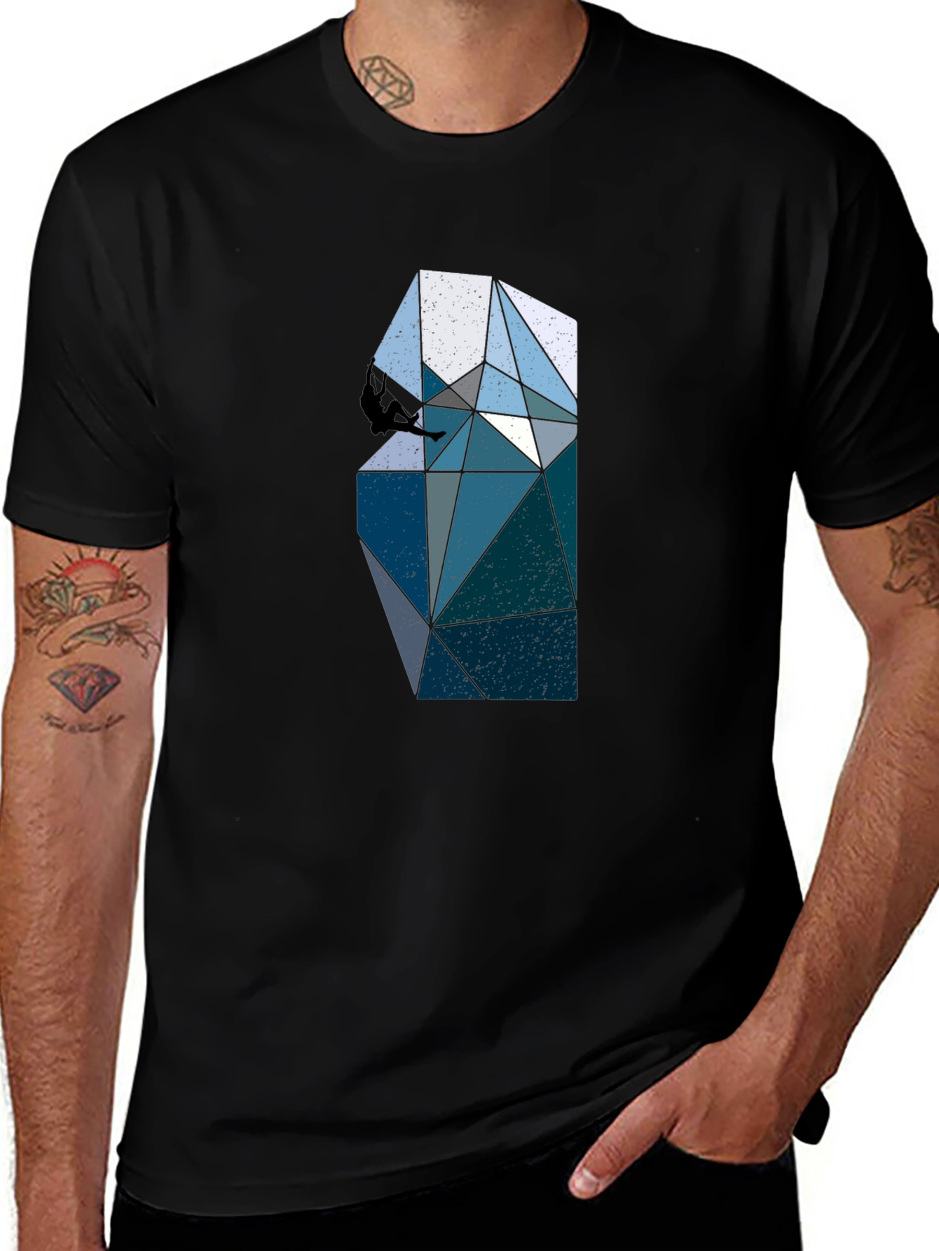Geometric Climbing Graphic Tee - Black