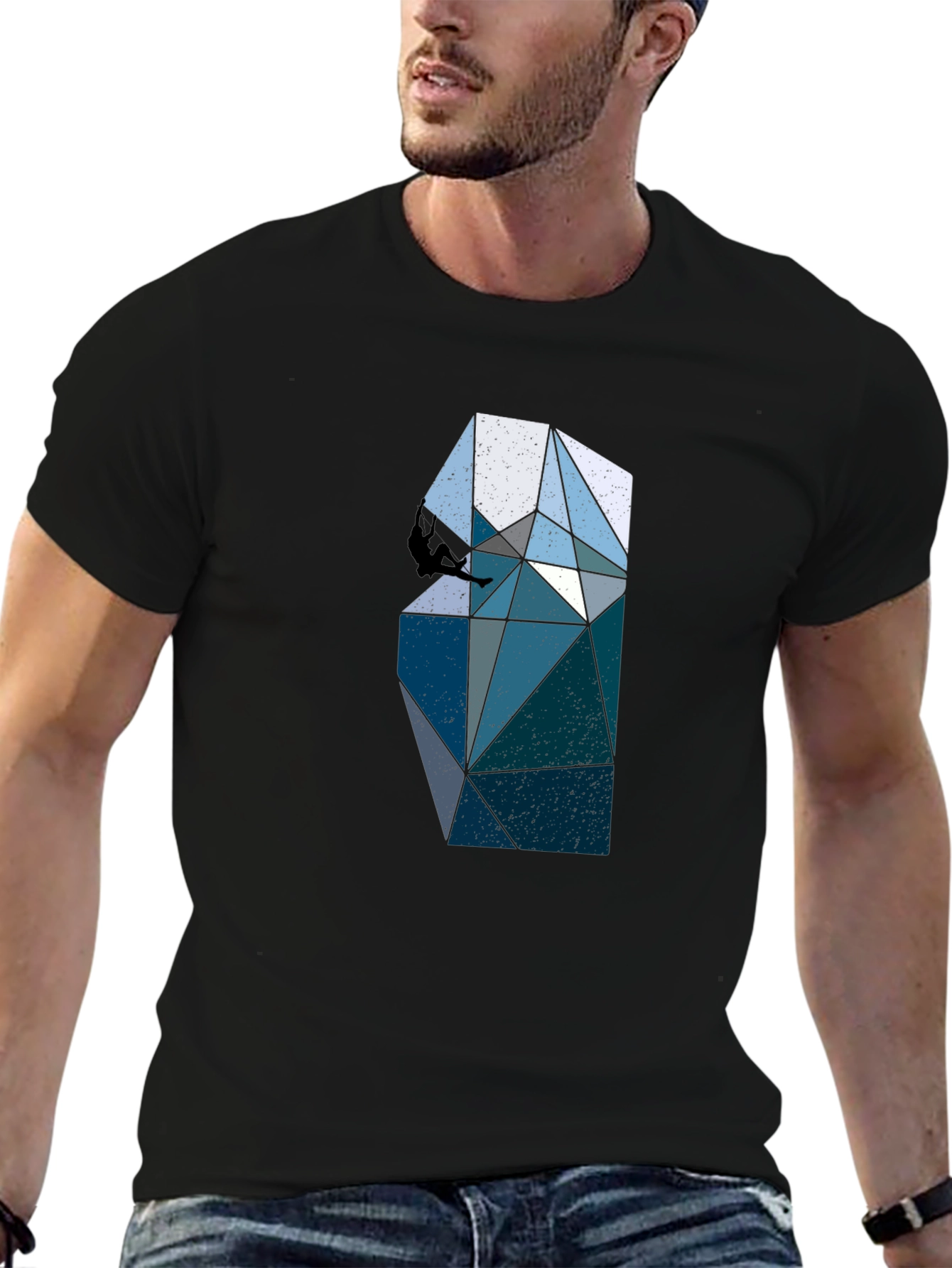 Geometric Climbing Graphic Tee - Black