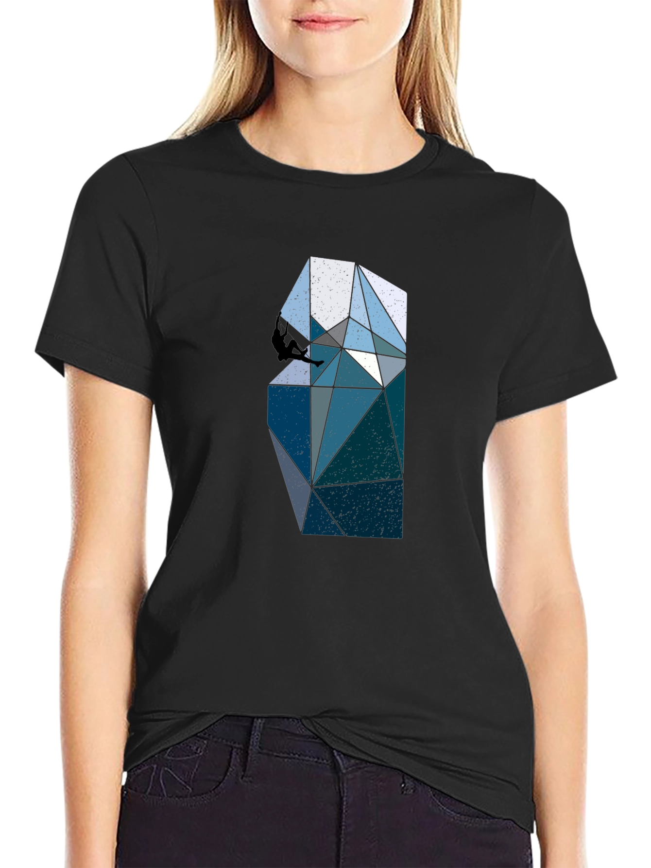 Geometric Climbing Graphic Tee - Black