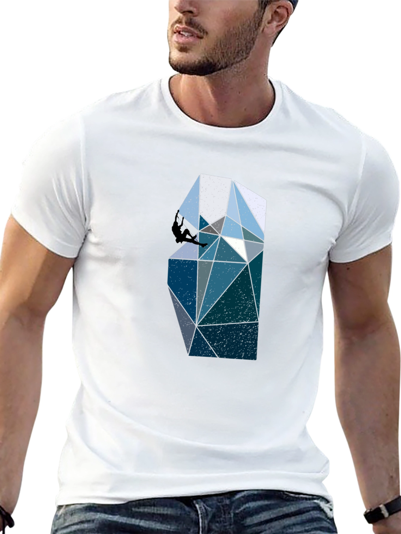 Geometric Climbing Graphic Tee - Black