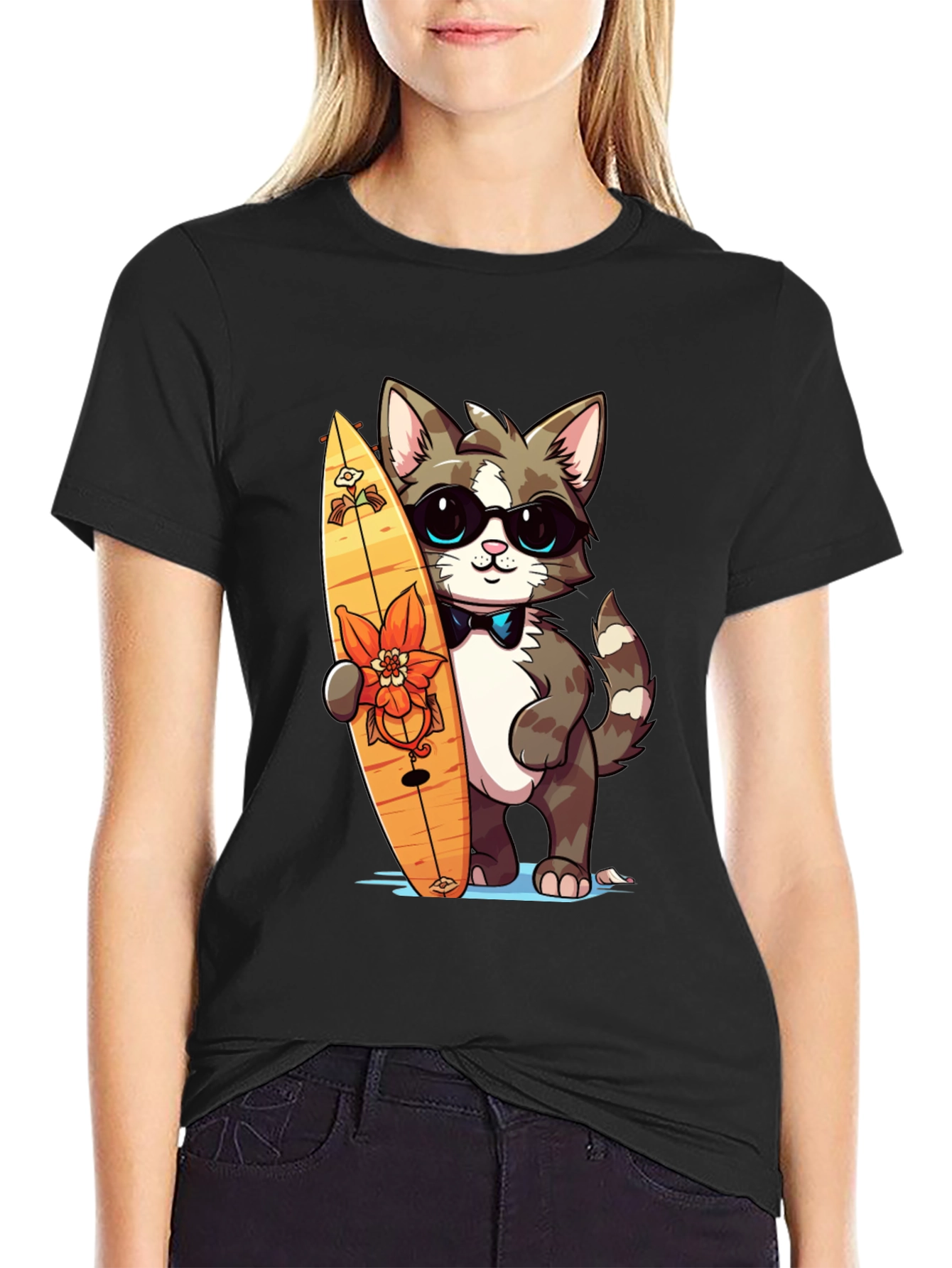 Cool Cat Surfer Graphic Tee