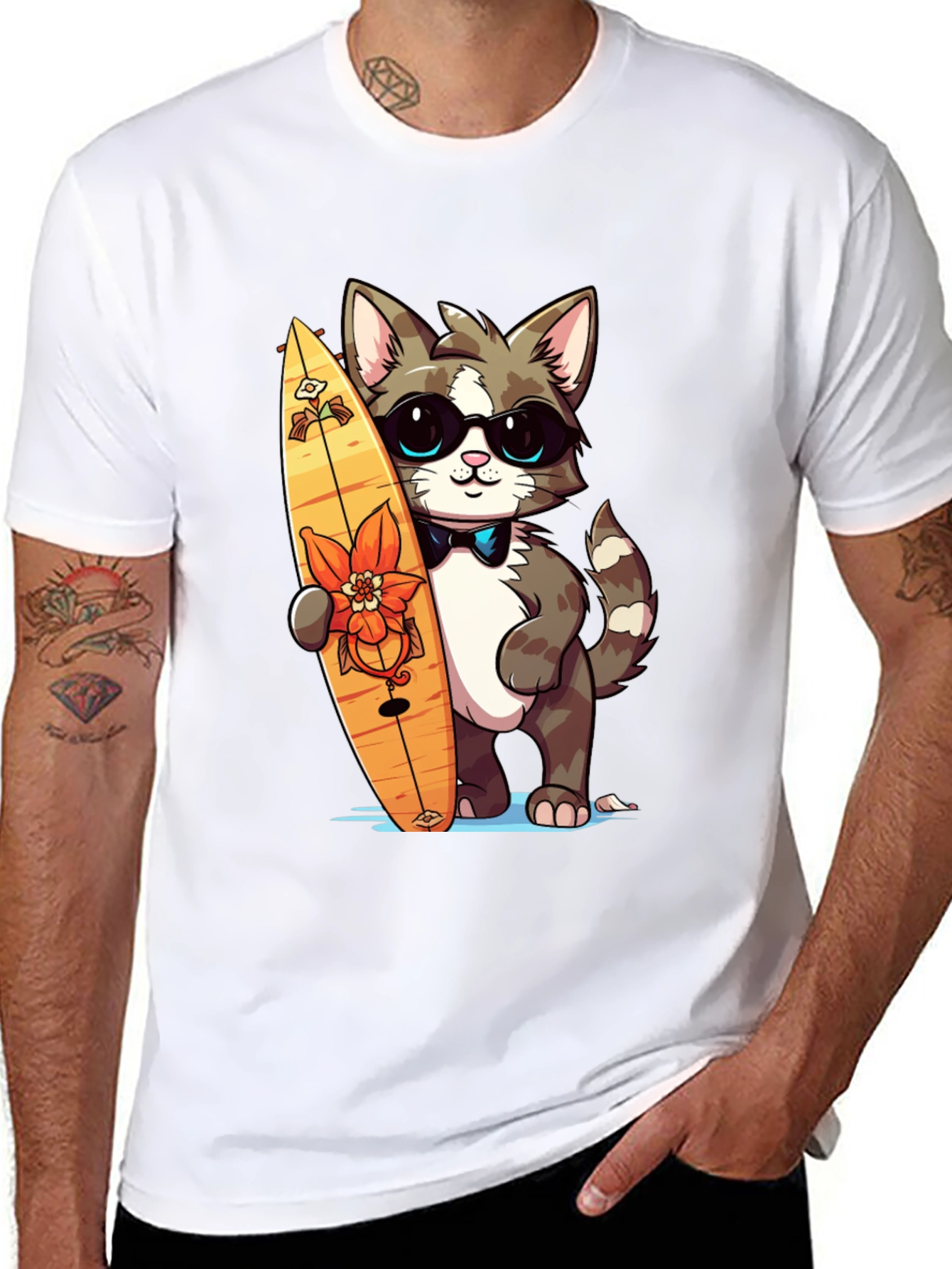 Cool Cat Surfer Graphic Tee