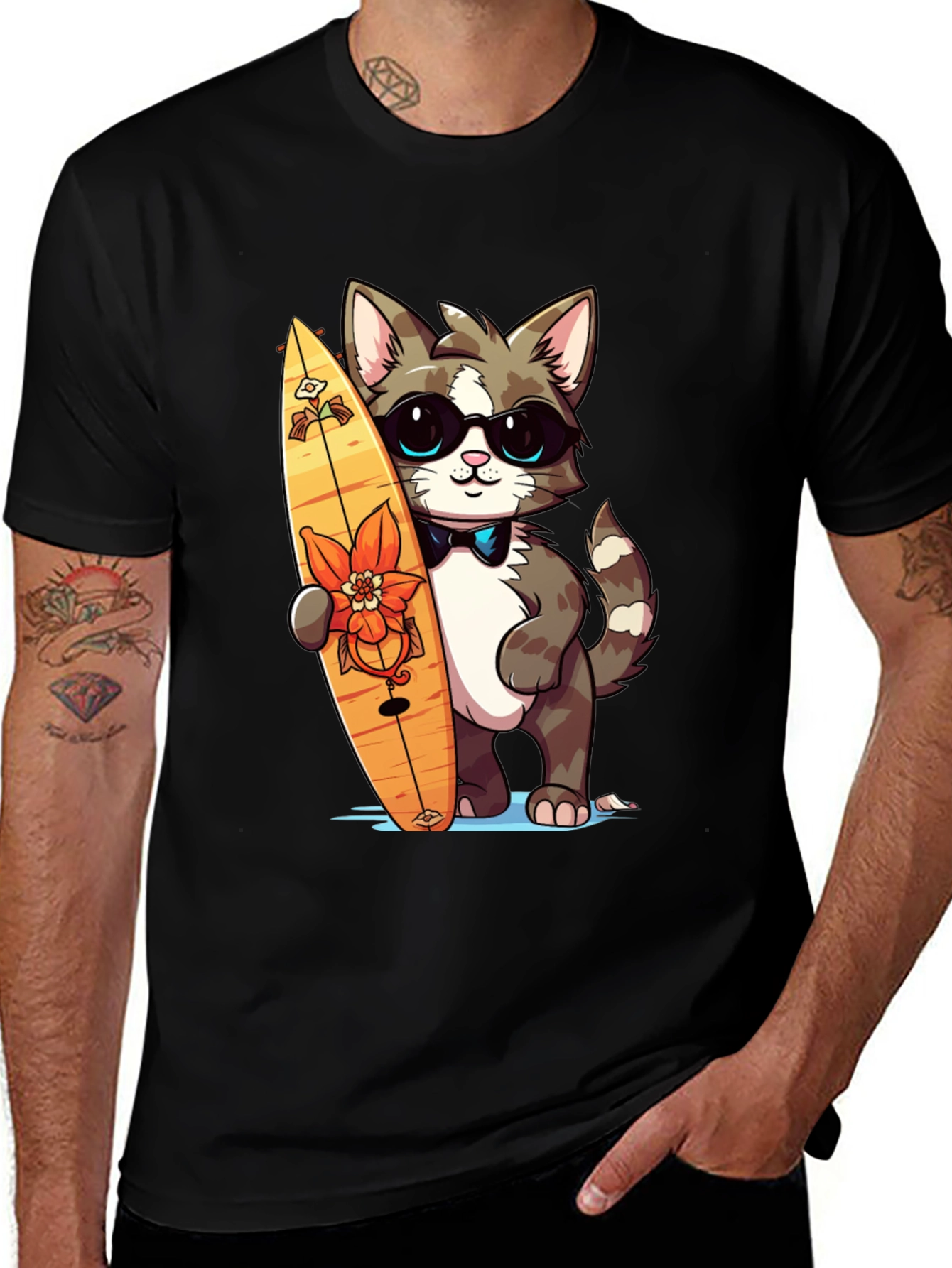 Cool Cat Surfer Graphic Tee