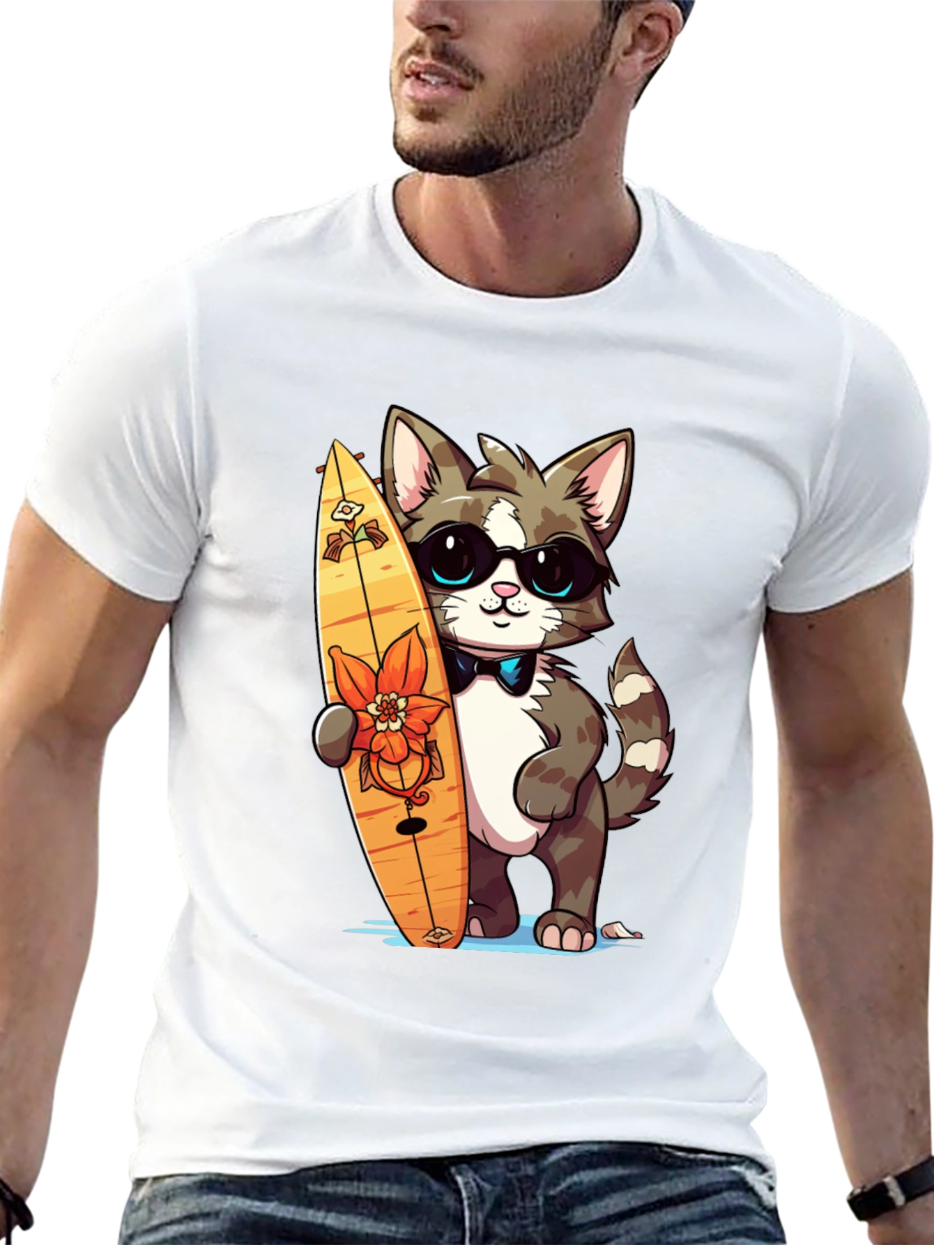 Cool Cat Surfer Graphic Tee