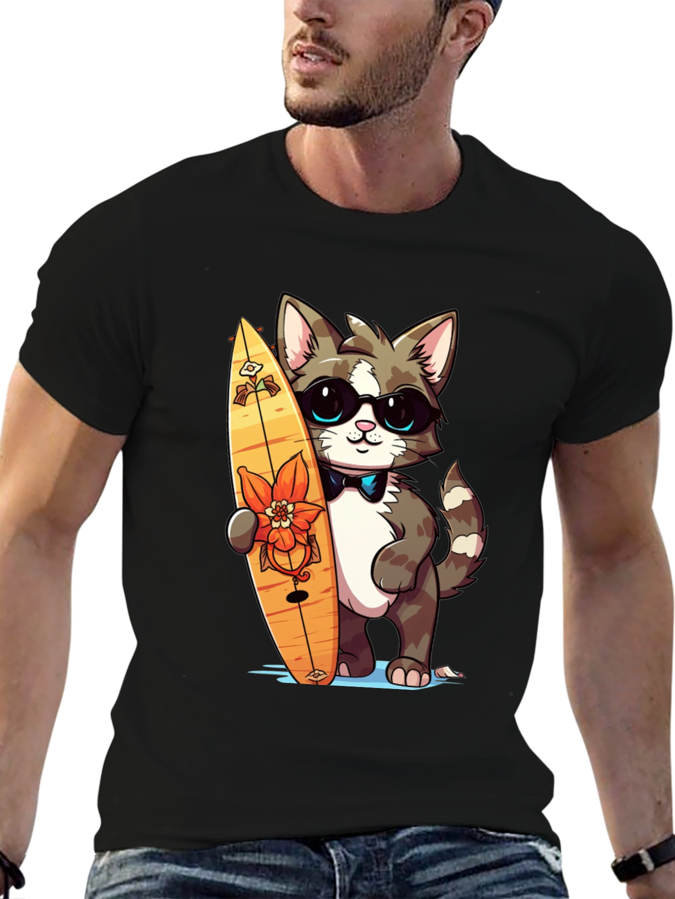 Cool Cat Surfer Graphic Tee