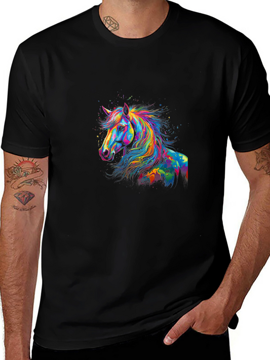 Rainbow Horse Graphic Black T-Shirt