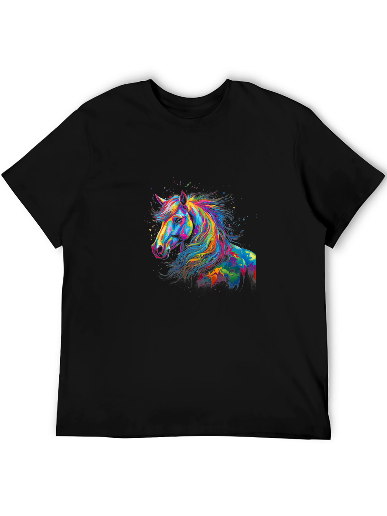 Rainbow Horse Graphic Black T-Shirt