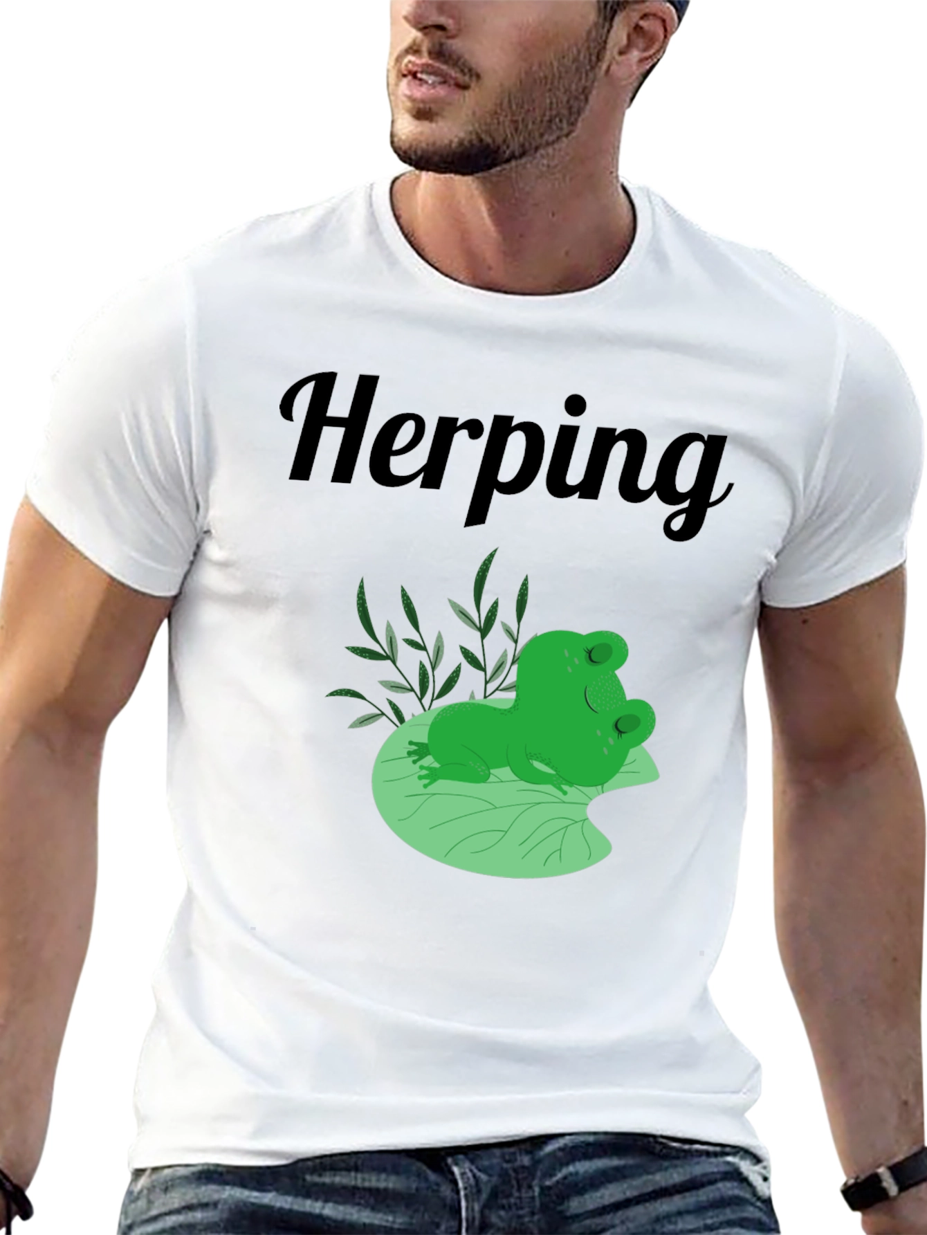 Herping Frog T-Shirt - Black Cotton Tee
