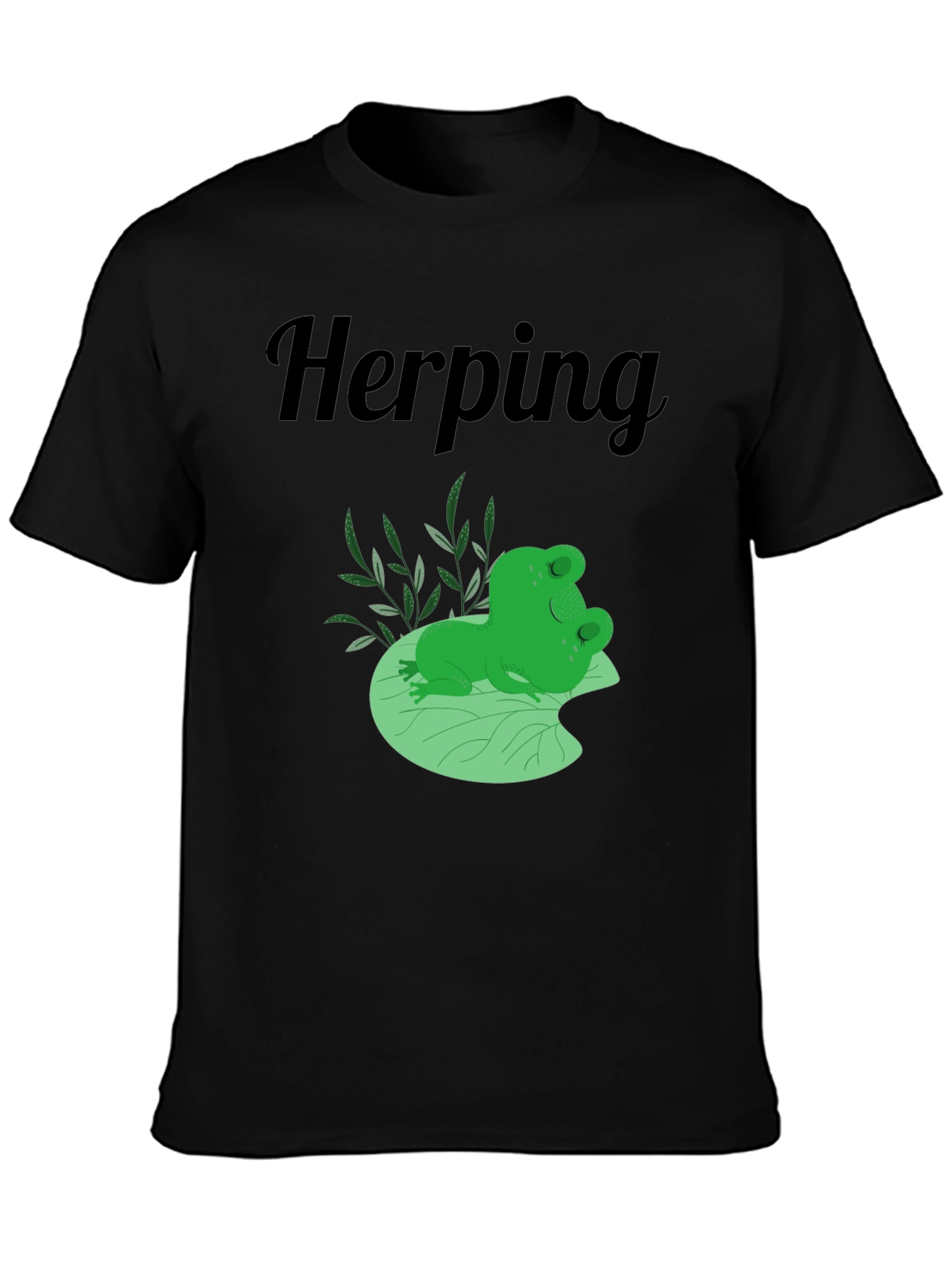 Herping Frog T-Shirt - Black Cotton Tee