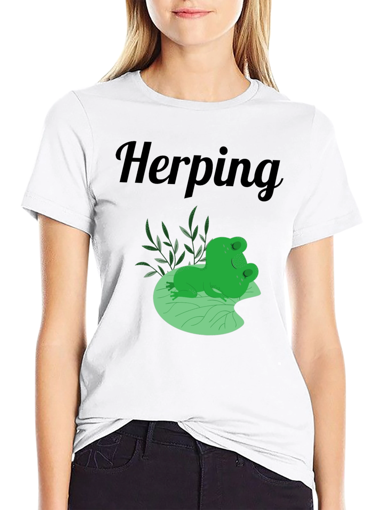 Herping Frog T-Shirt - Black Cotton Tee
