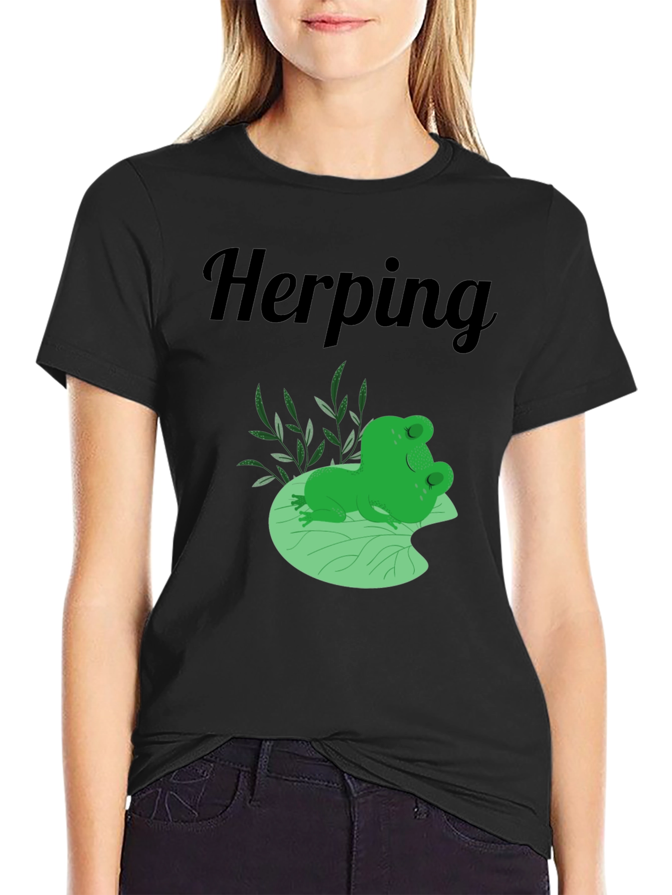 Herping Frog T-Shirt - Black Cotton Tee