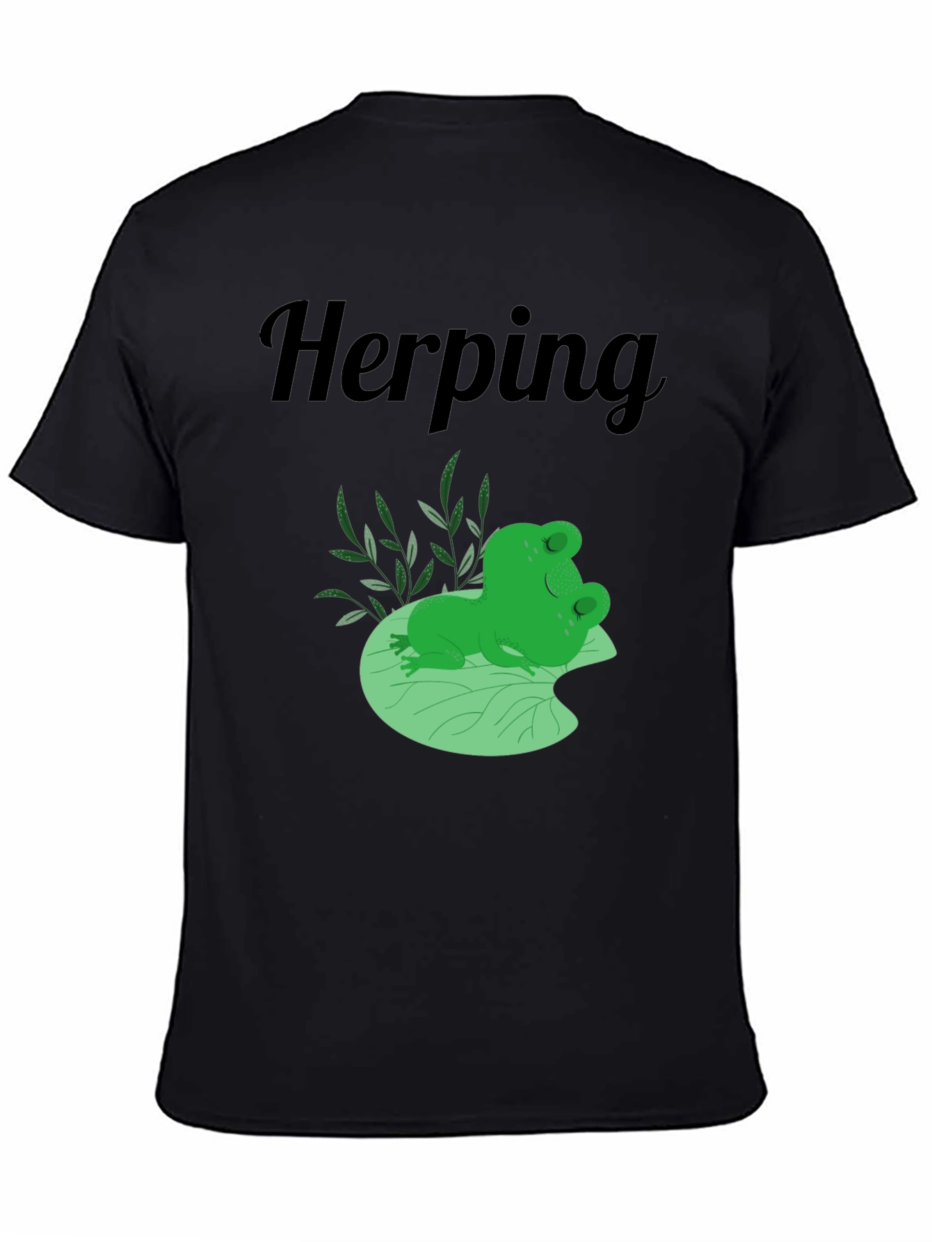 Herping Frog T-Shirt - Black Cotton Tee