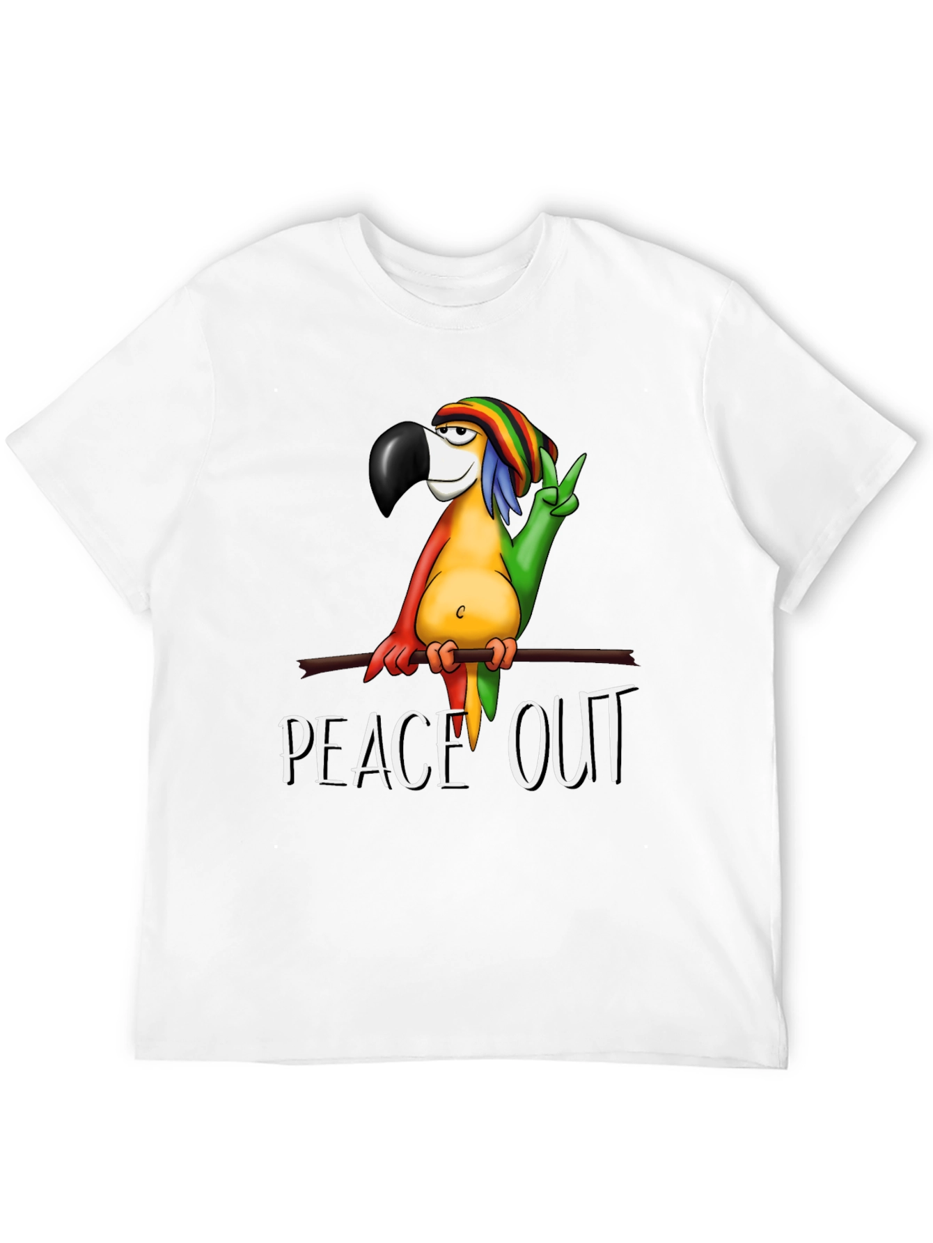 Peace Out Parrot Graphic T-Shirt - Black