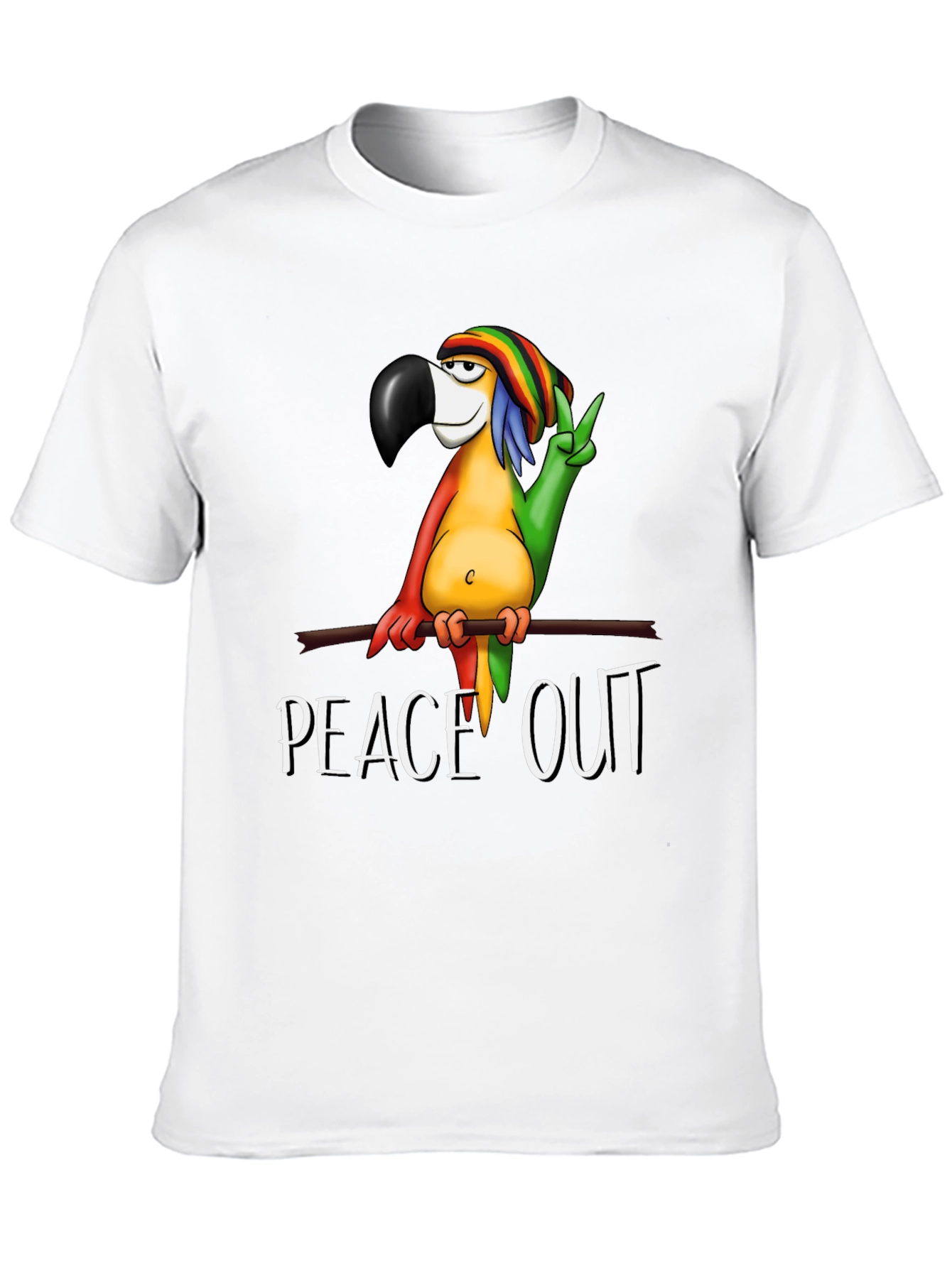 Peace Out Parrot Graphic T-Shirt - Black