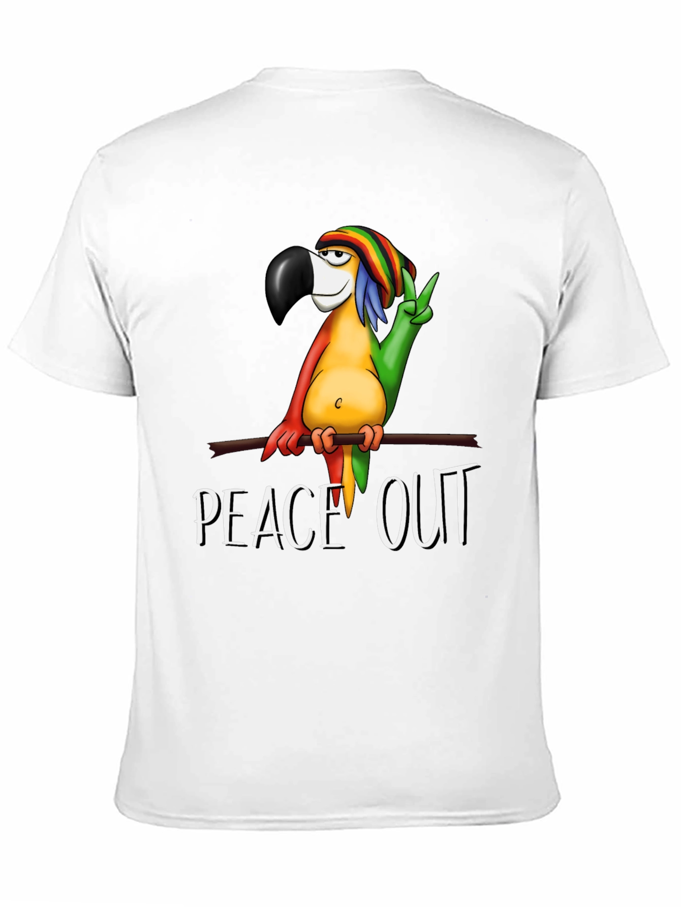 Peace Out Parrot Graphic T-Shirt - Black