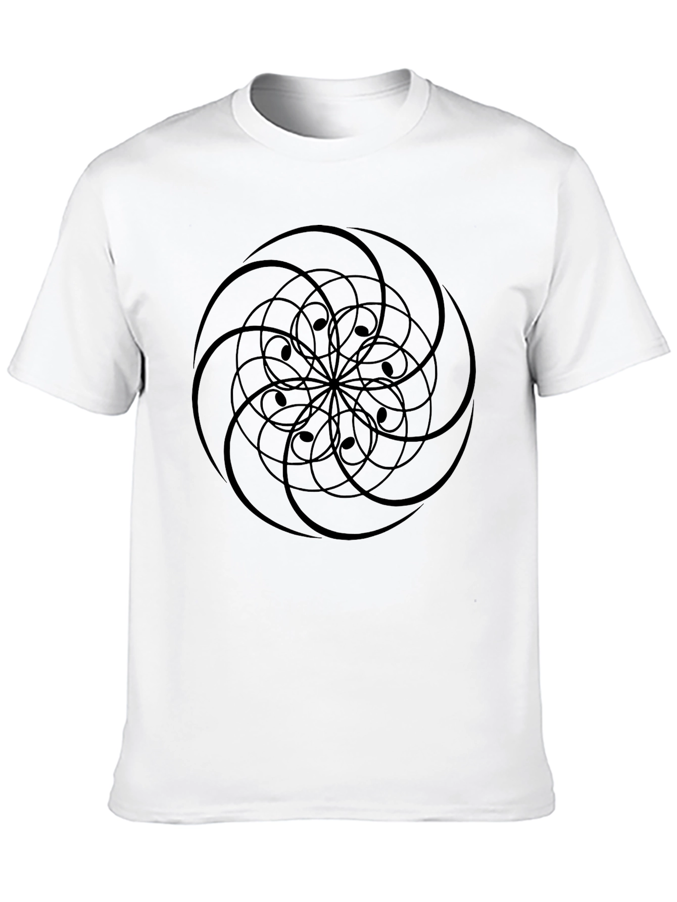 Geometric Swirl Black T-Shirt