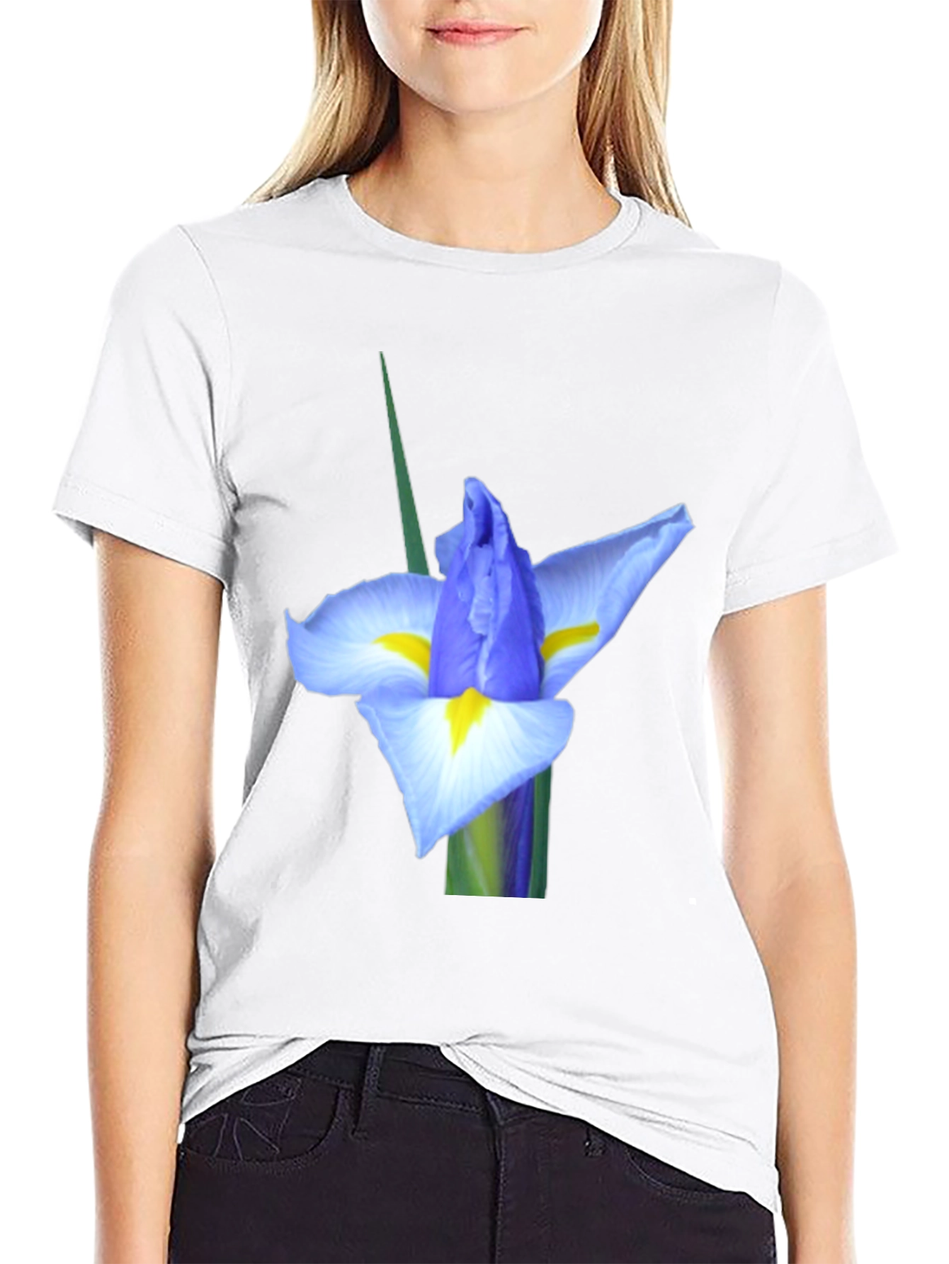 Iris Flower Graphic Tee - Black