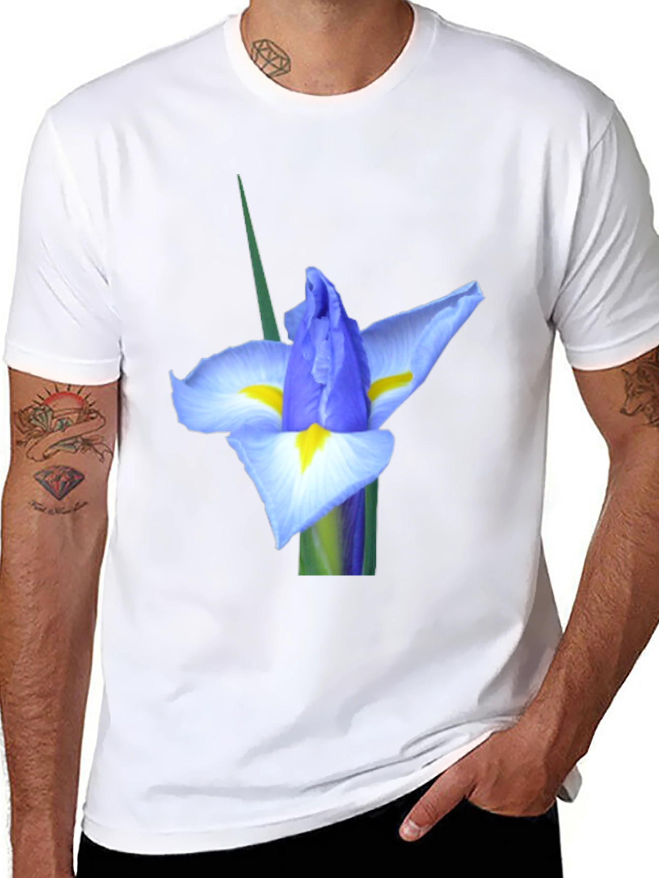 Iris Flower Graphic Tee - Black