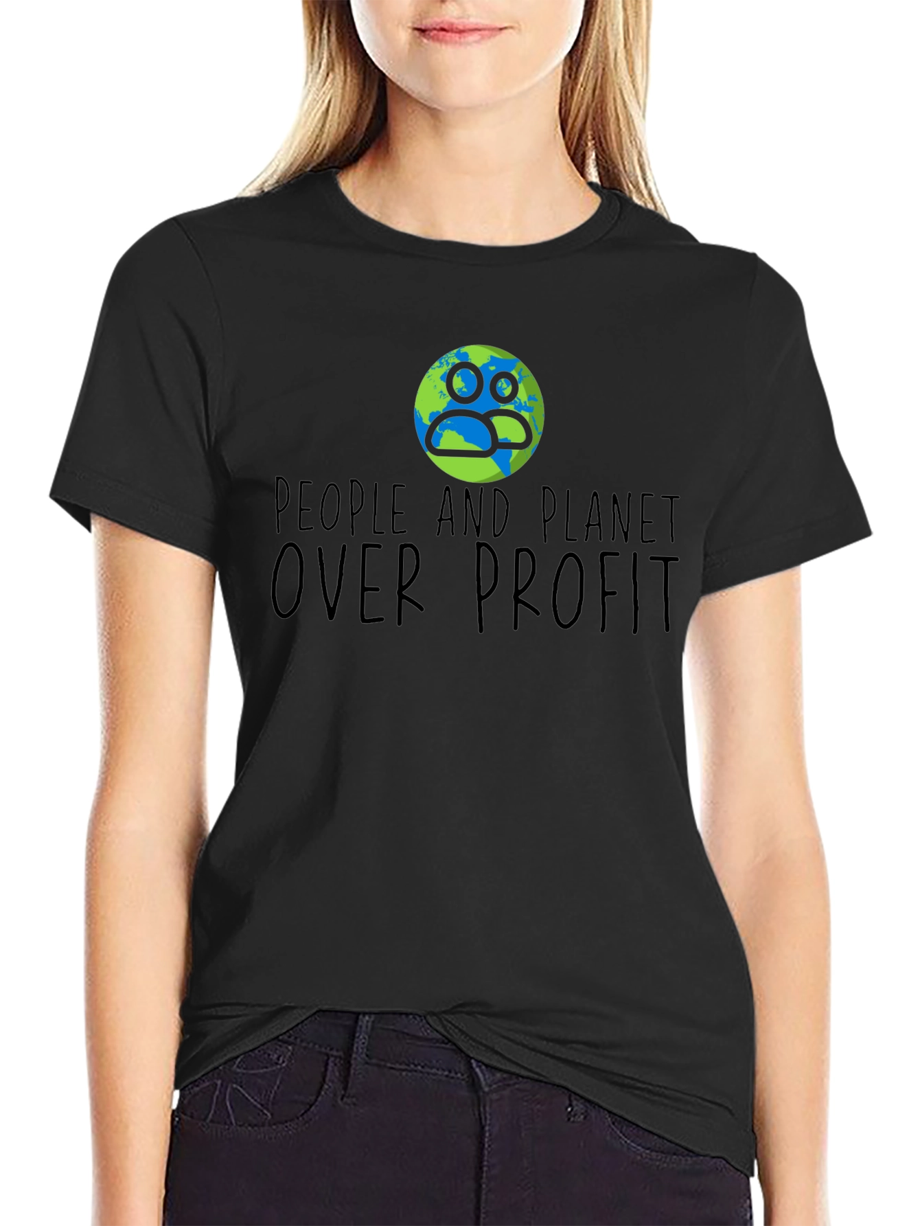 People and Planet Over Profit Black T-Shirt