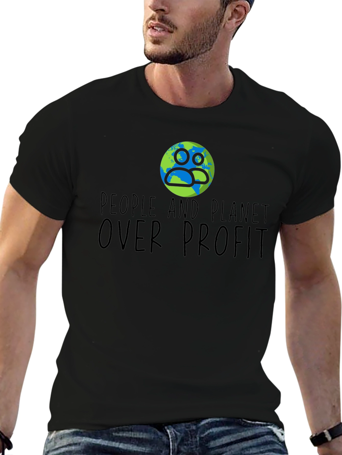 People and Planet Over Profit Black T-Shirt