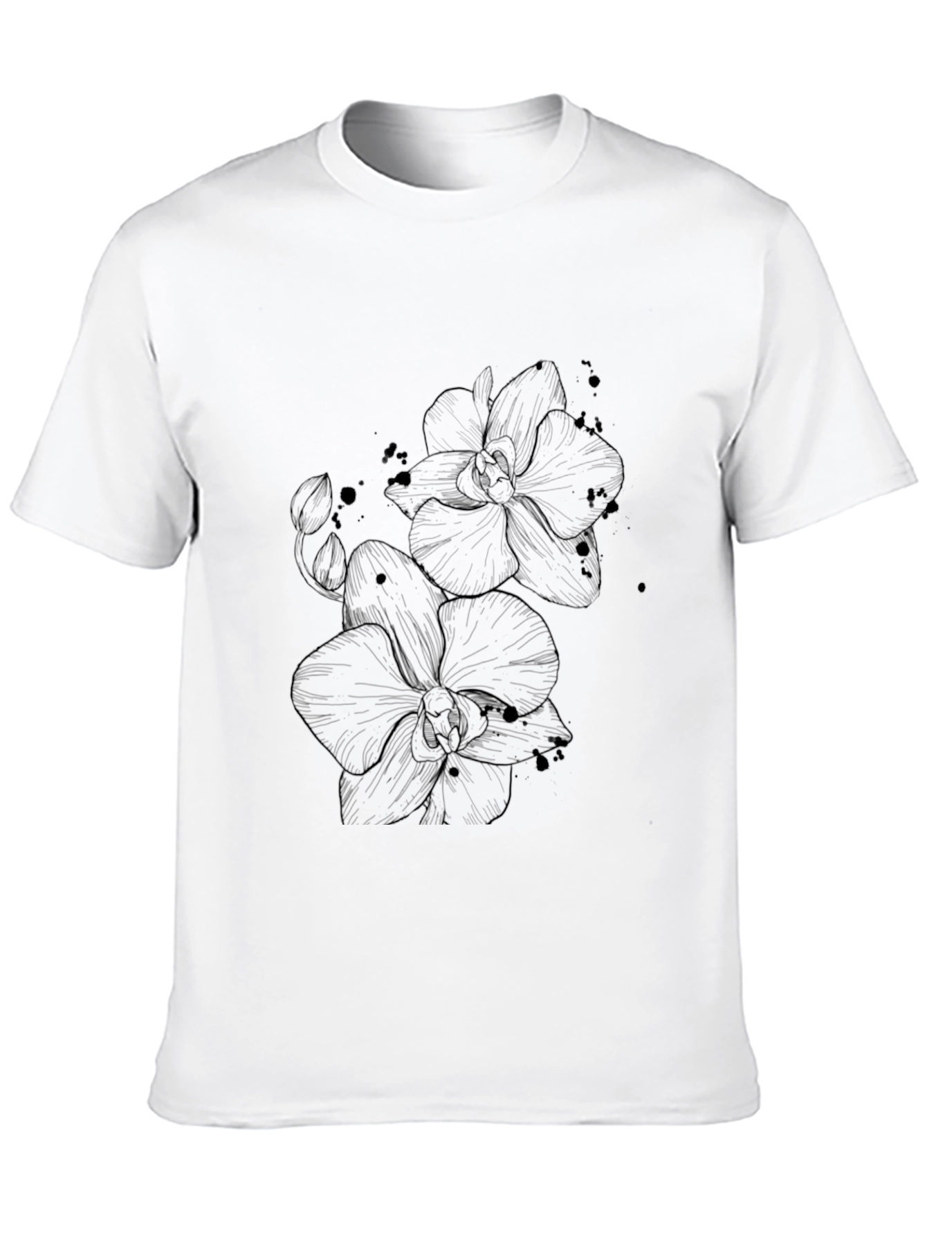 Orchid Sketch Black T-Shirt - Stylish Graphic Tee