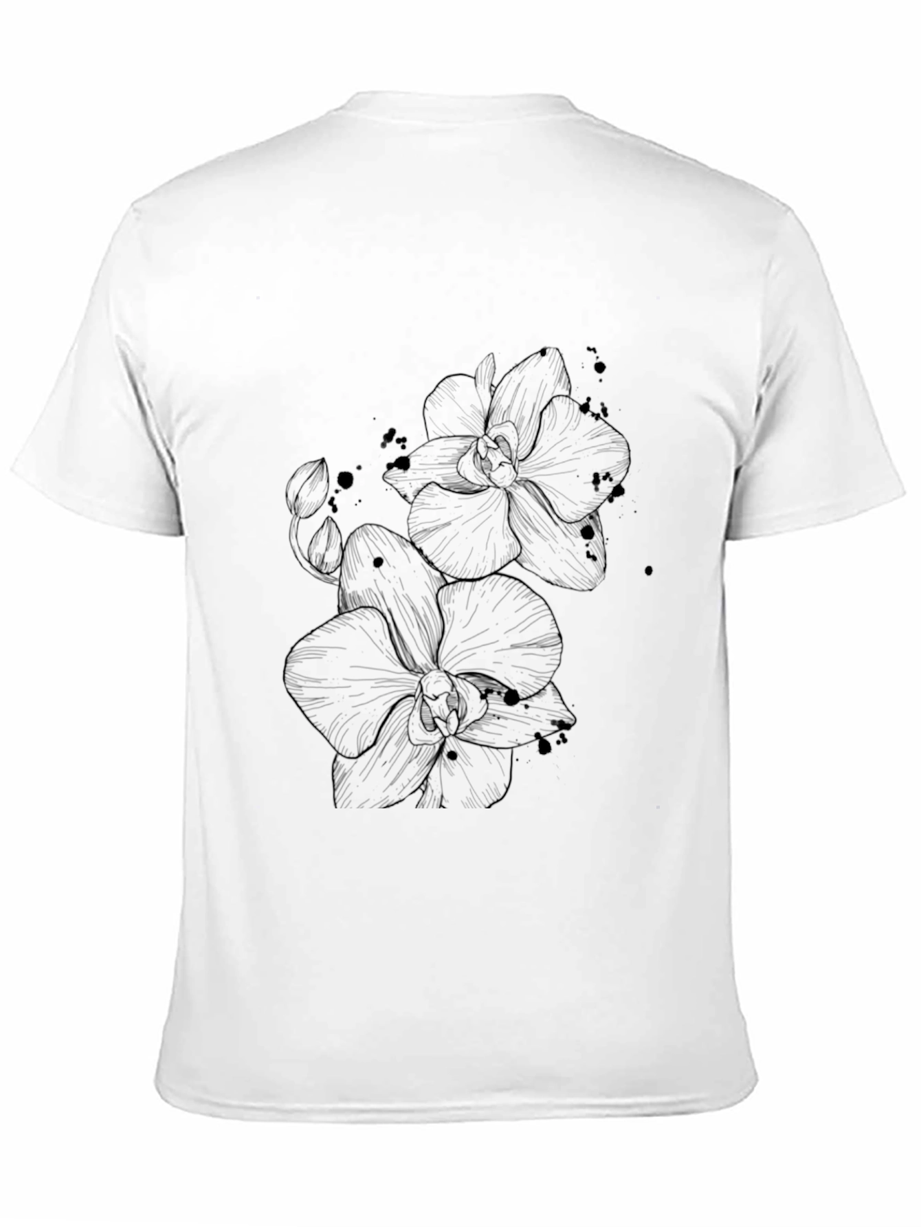 Orchid Sketch Black T-Shirt - Stylish Graphic Tee