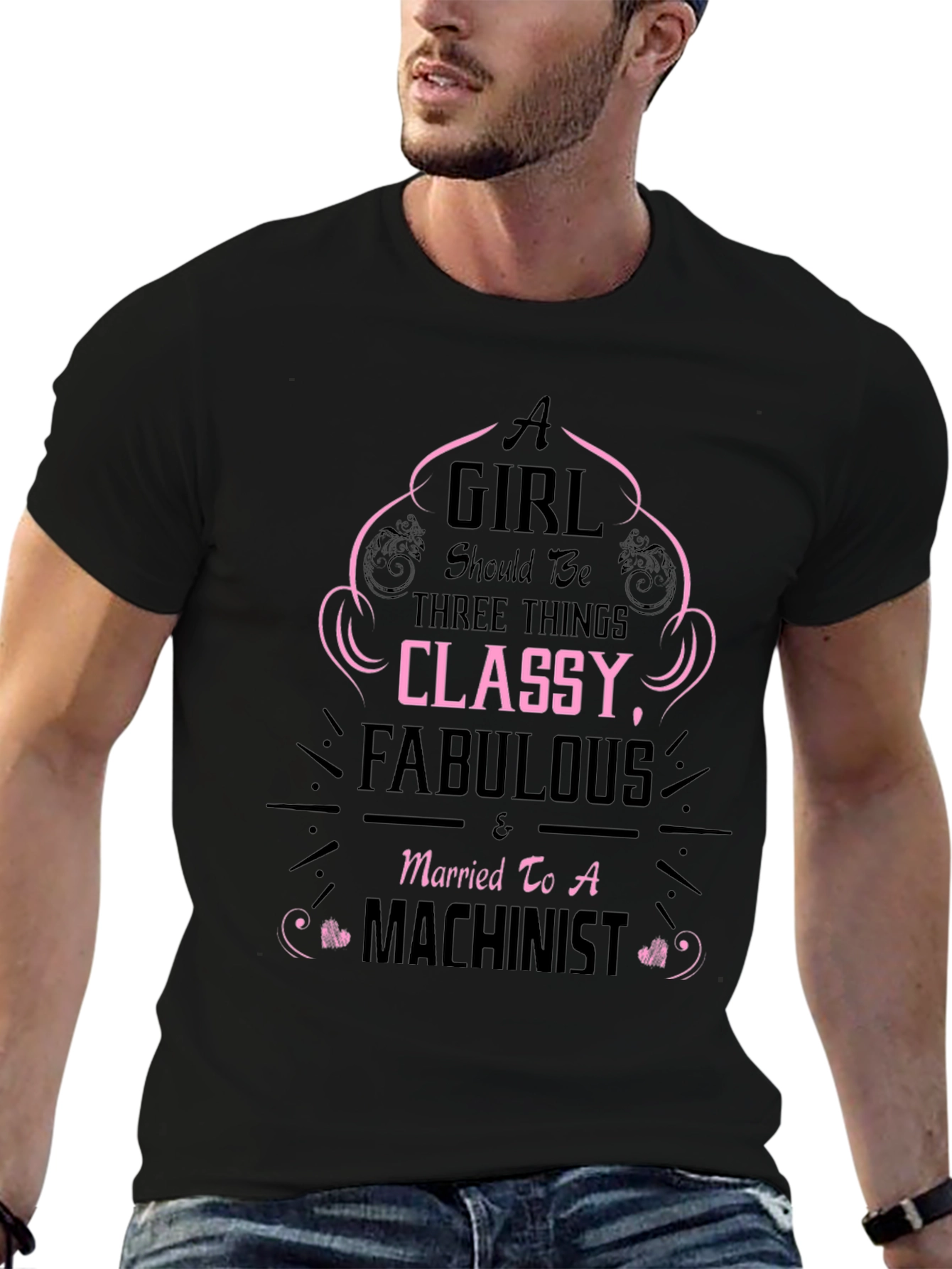 Classy Machinists Wife Black T-Shirt