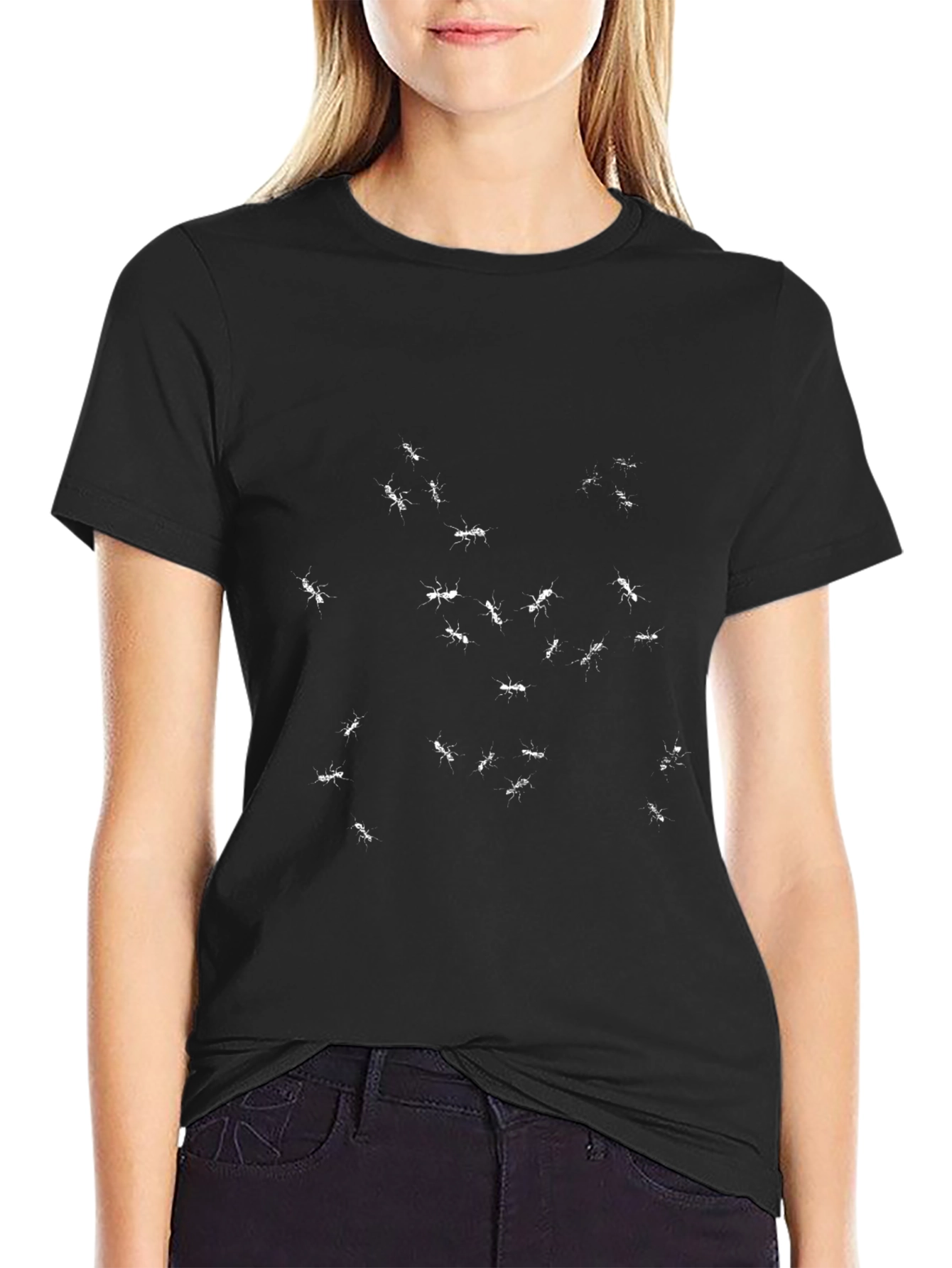 Ant Print Black T-Shirt | Casual Wear