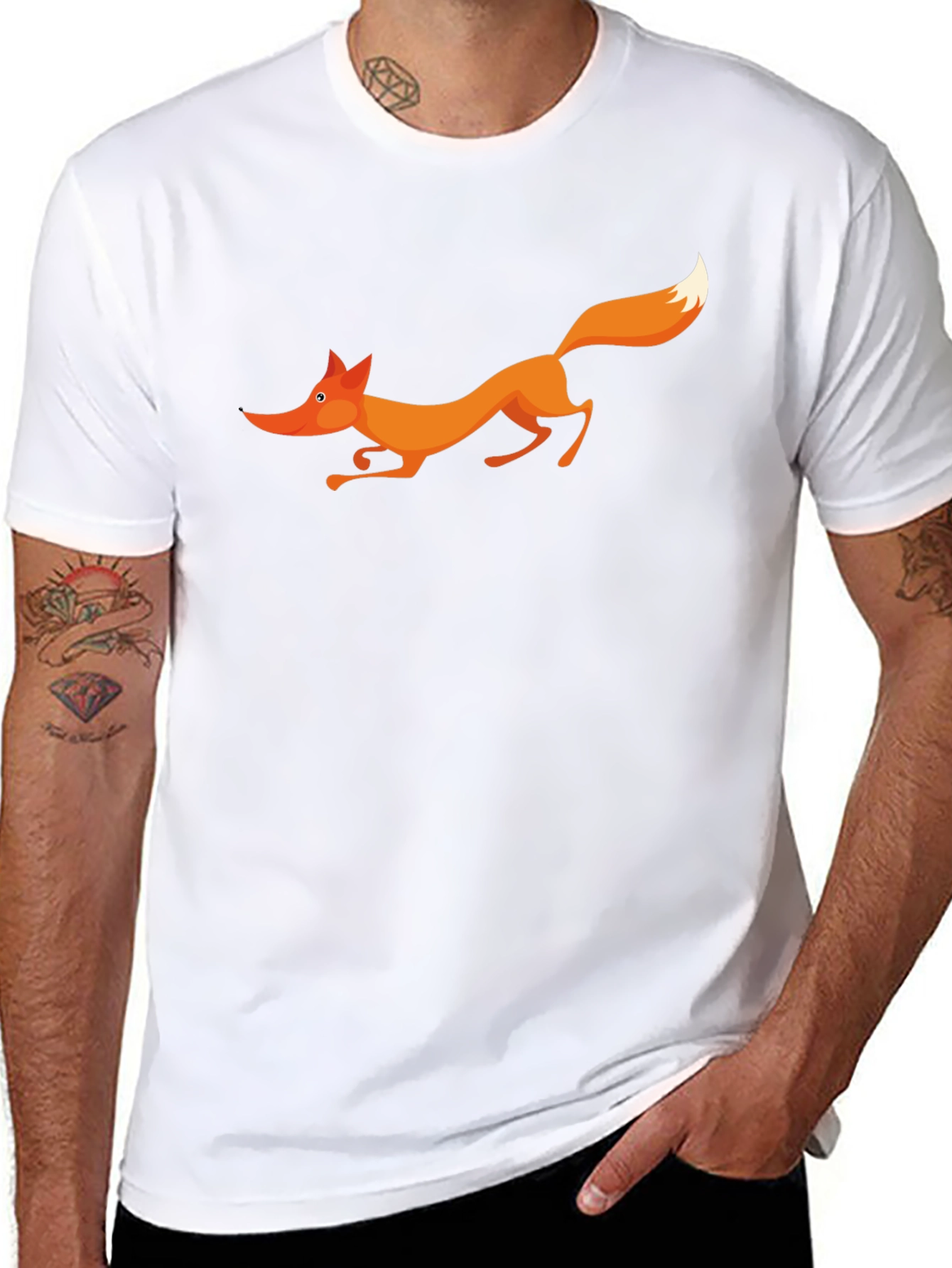 Fox Graphic Black T-Shirt - Cartoon Animal Tee
