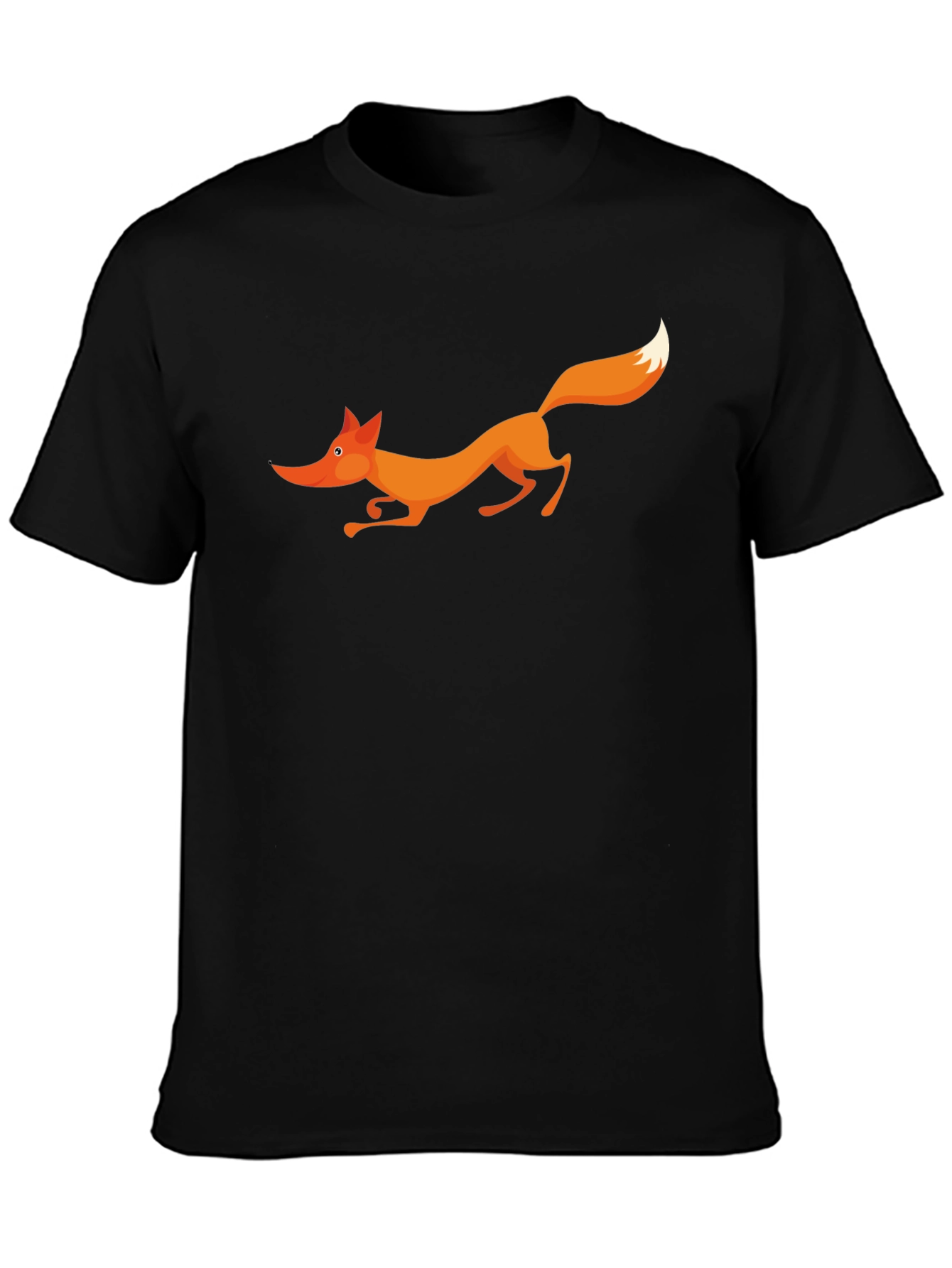 Fox Graphic Black T-Shirt - Cartoon Animal Tee